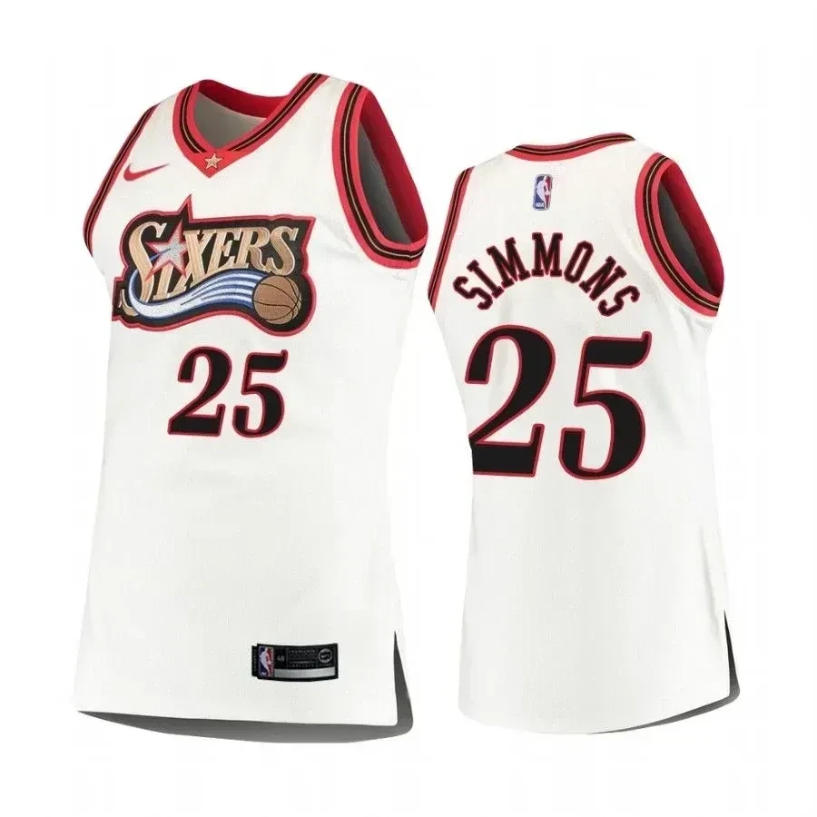 Men's Philadelphia 76ers 25 Ben Simmons White Hardwood Classics Jersey - JS321 