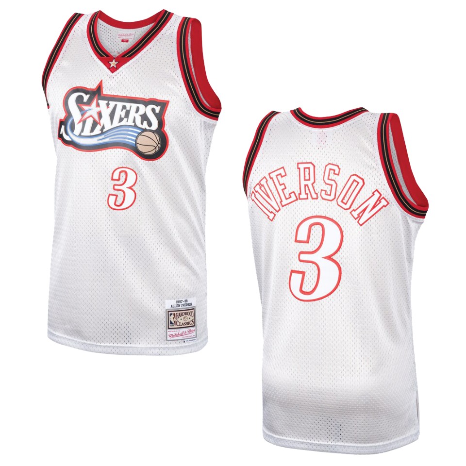 Men's Philadelphia 76ers #3 Allen Iverson Hardwood Classics Swingman Jersey - Platinum