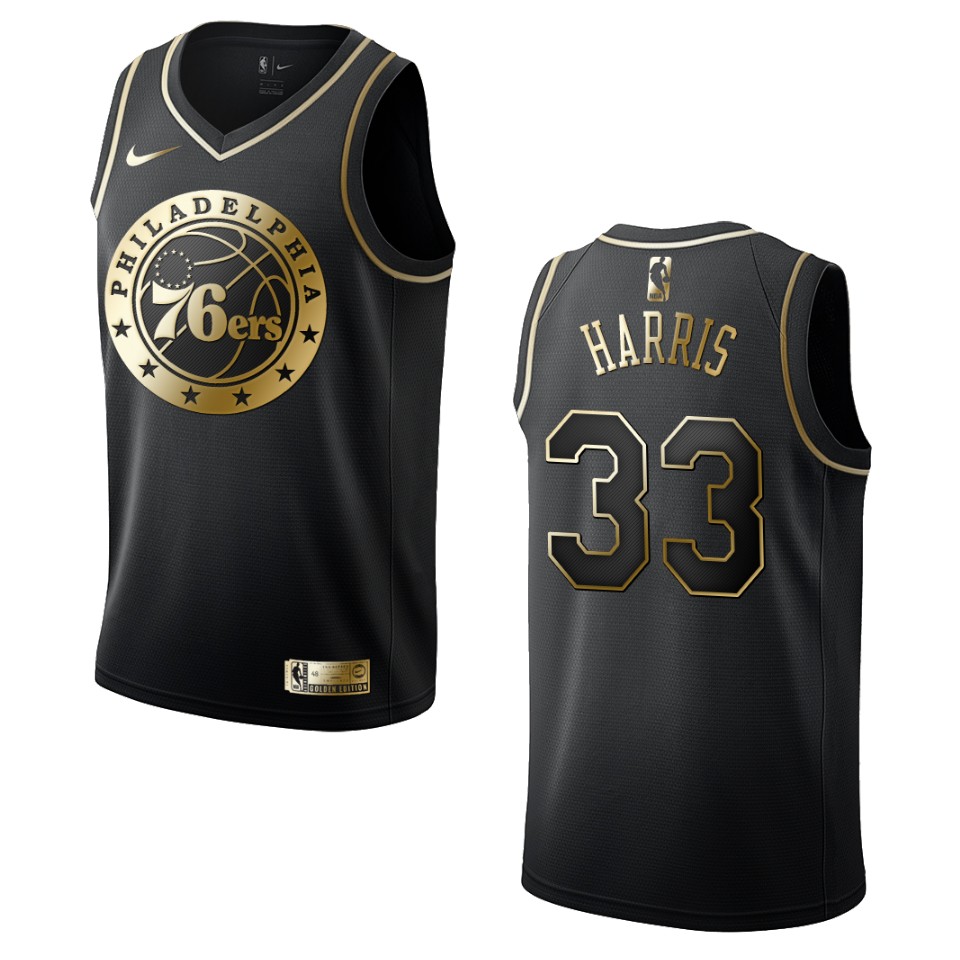 Men’s Philadelphia 76ers #33 Tobias Harris Golden Edition Jersey – Black