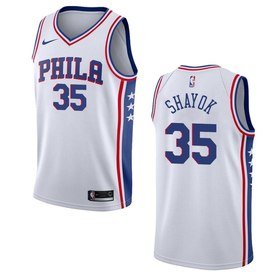 Men's Philadelphia 76ers 35 Marial Shayok Association Swingman Jersey - White - JS595 
