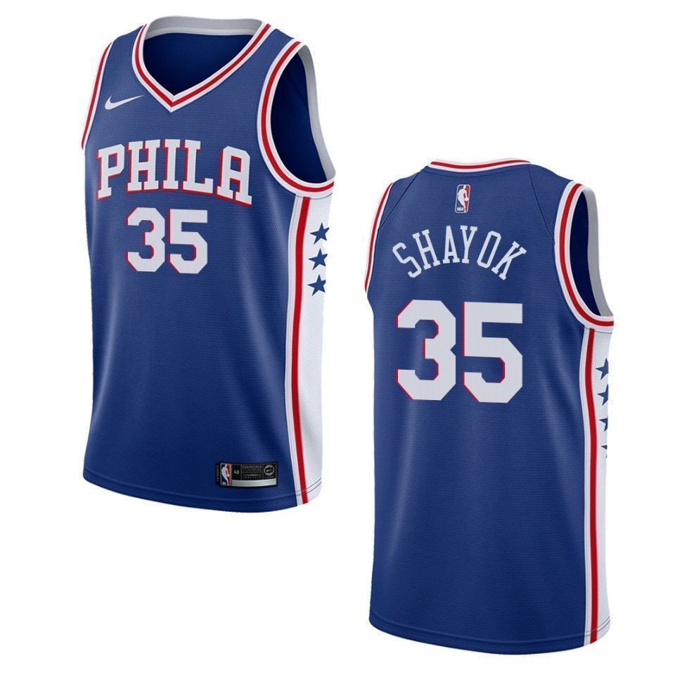 Men's Philadelphia 76ers 35 Marial Shayok Icon Swingman Jersey - Blue - JS527 