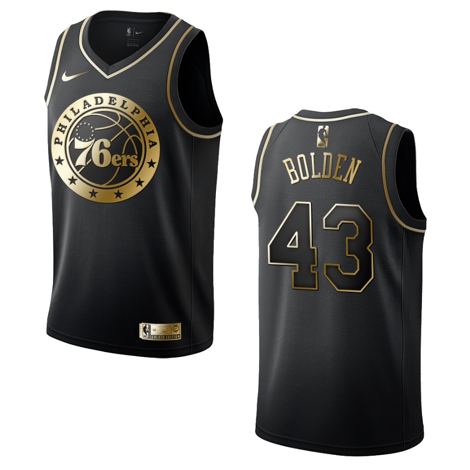 Men’s Philadelphia 76ers #43 Jonah Bolden Golden Edition Jersey – Black