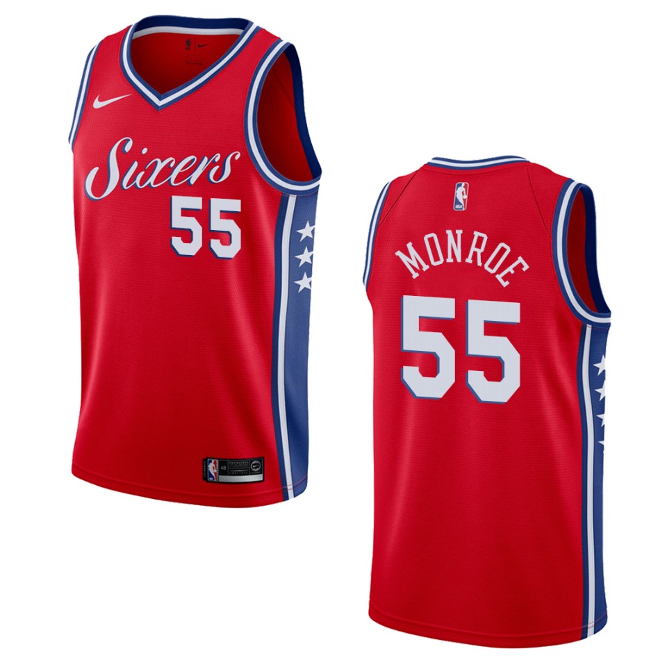 Men's Philadelphia 76ers #55 Greg Monroe Statement Swingman Jersey - Red