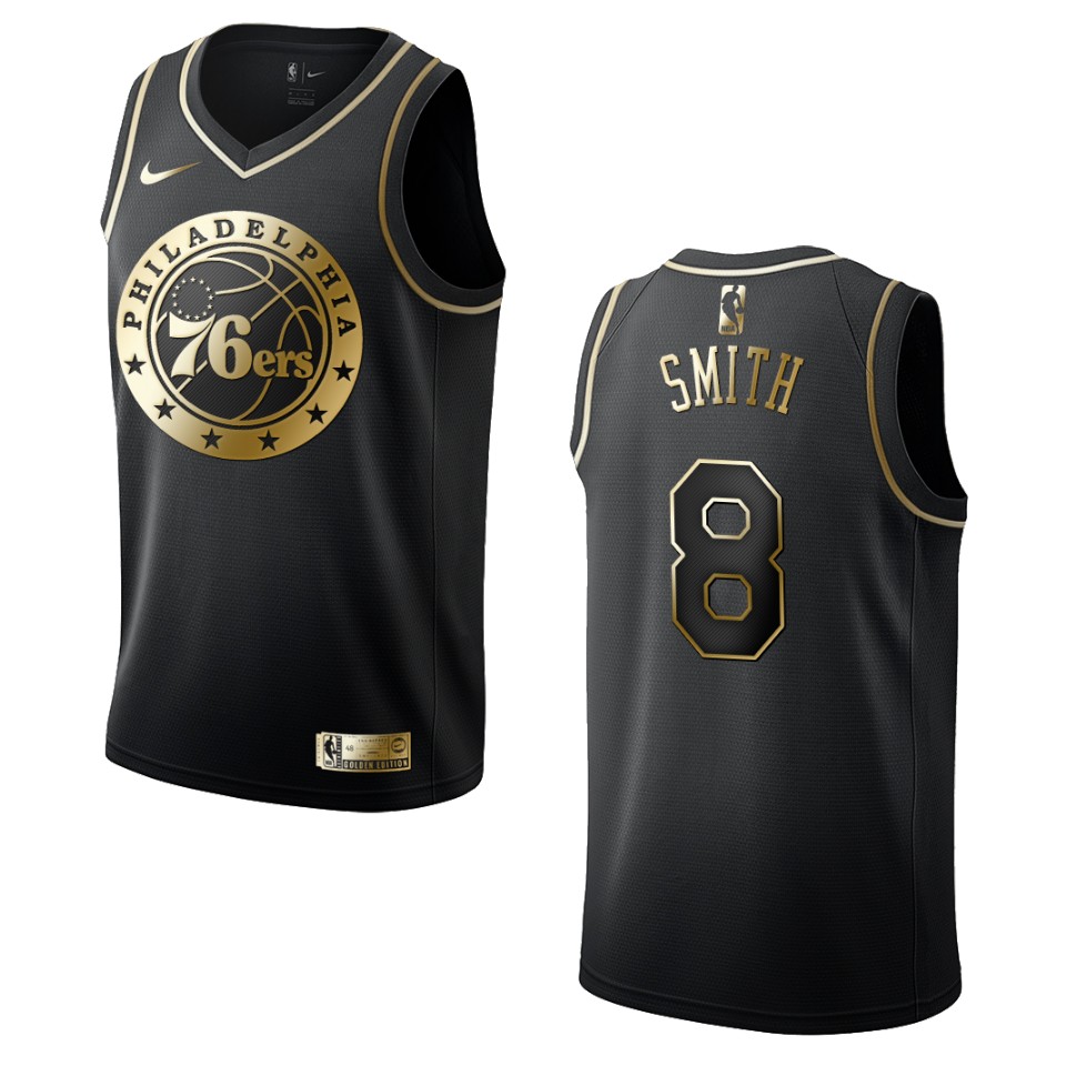 Men's Philadelphia 76ers #8 Zhaire Smith Golden Edition Jersey - Black