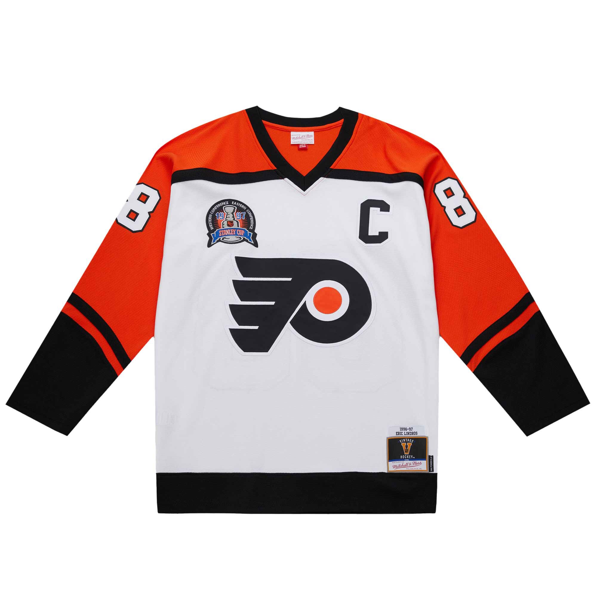Alternative view of Men's Philadelphia Flyers Eric Lindros White 1996-97 Power Play Jersey - JS500 