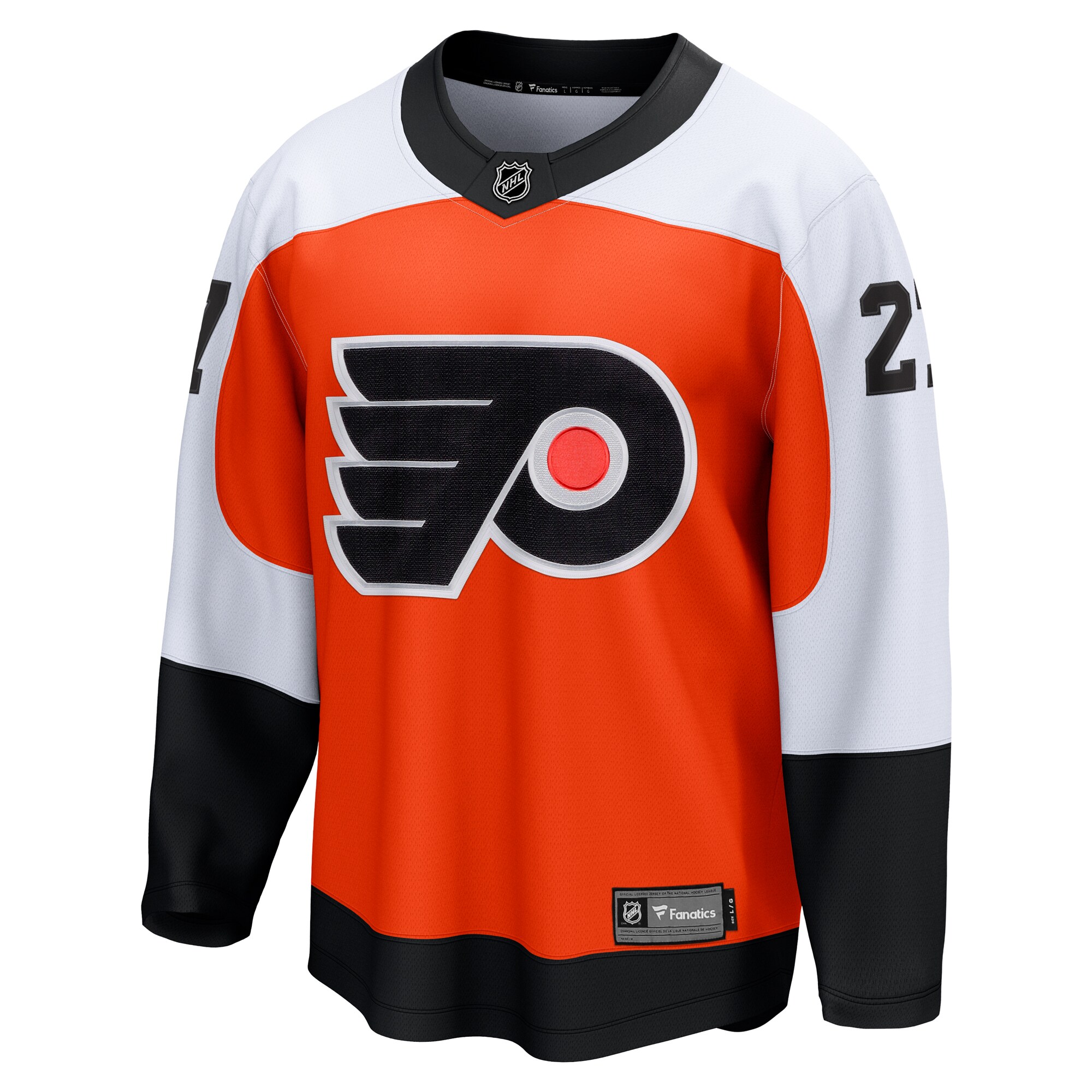 Alternative view of Men's Philadelphia Flyers Noah Cates Orange Home Breakaway Jersey - JS786 