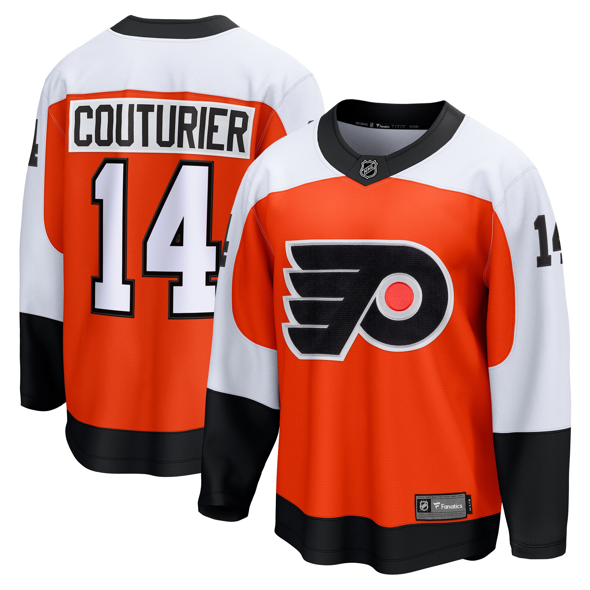 Men's Philadelphia Flyers Sean Couturier Orange Home Breakaway Jersey - JS658 