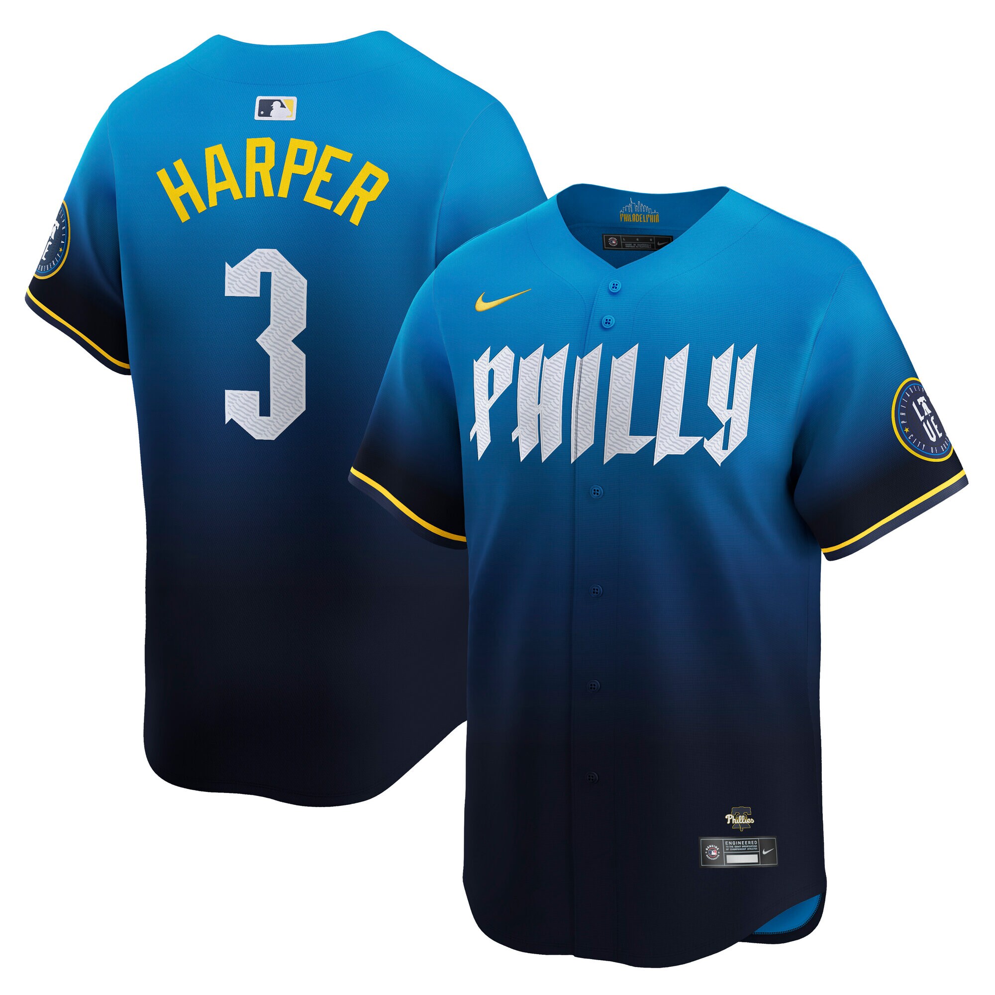 Men's Philadelphia Phillies Bryce Harper Blue City Connect Limited Player Jersey 
