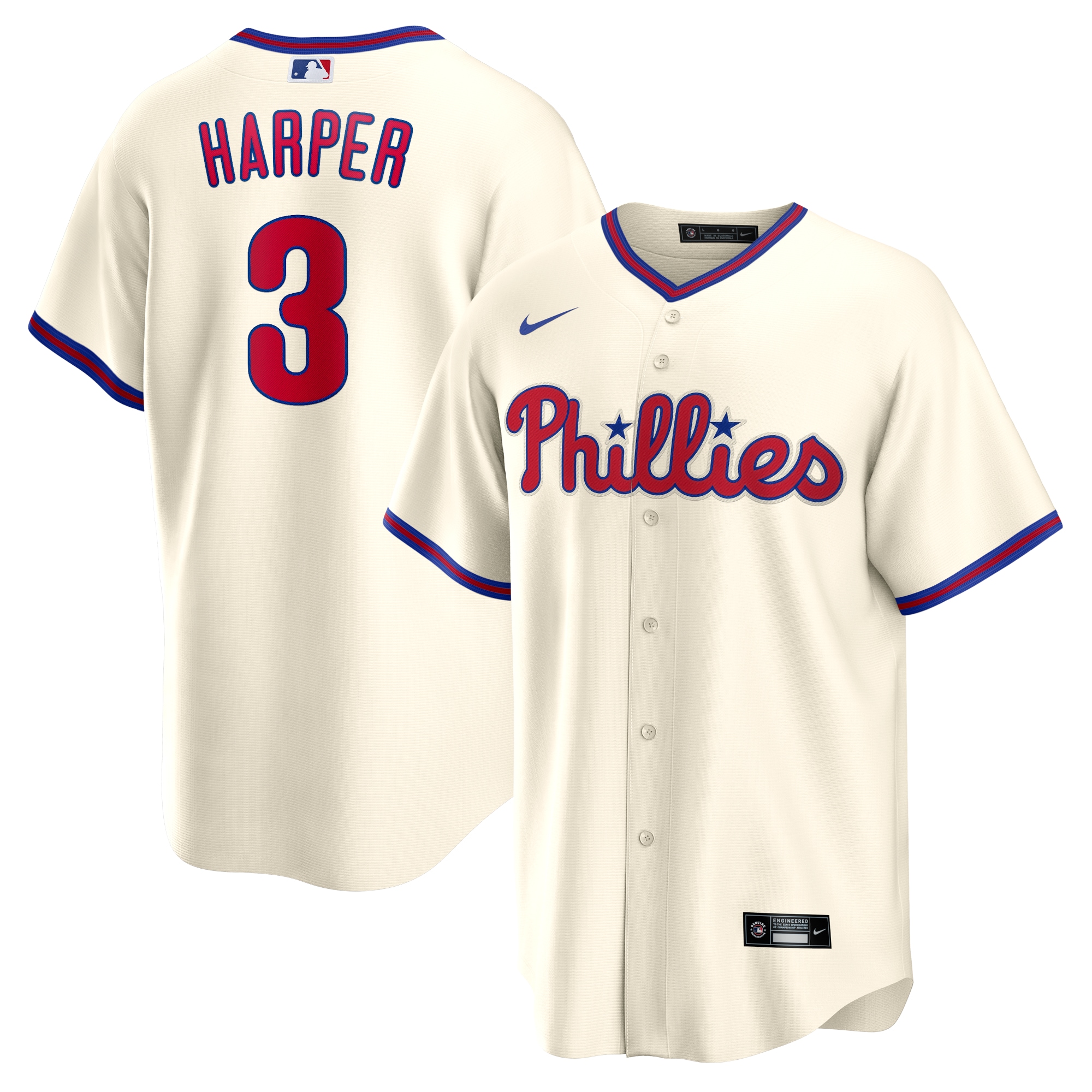 Men's Philadelphia Phillies Bryce Harper Cream Alternate Player Name Jersey 