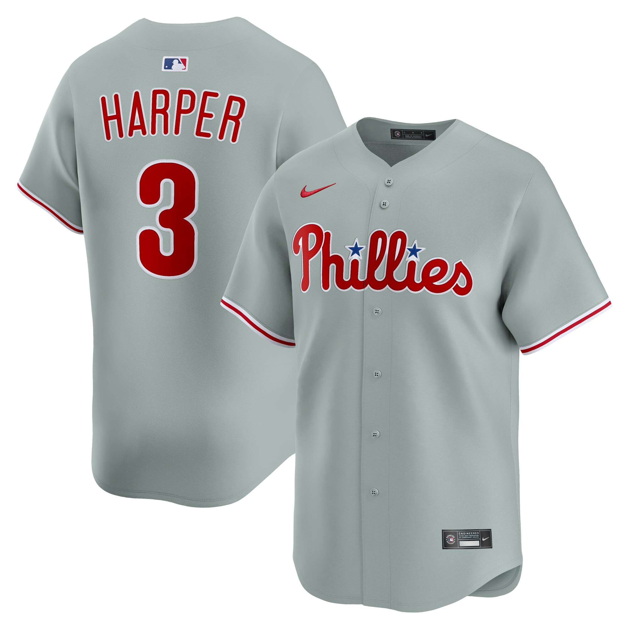 Men's Philadelphia Phillies Bryce Harper Gray Alternate Limited Player Jersey 