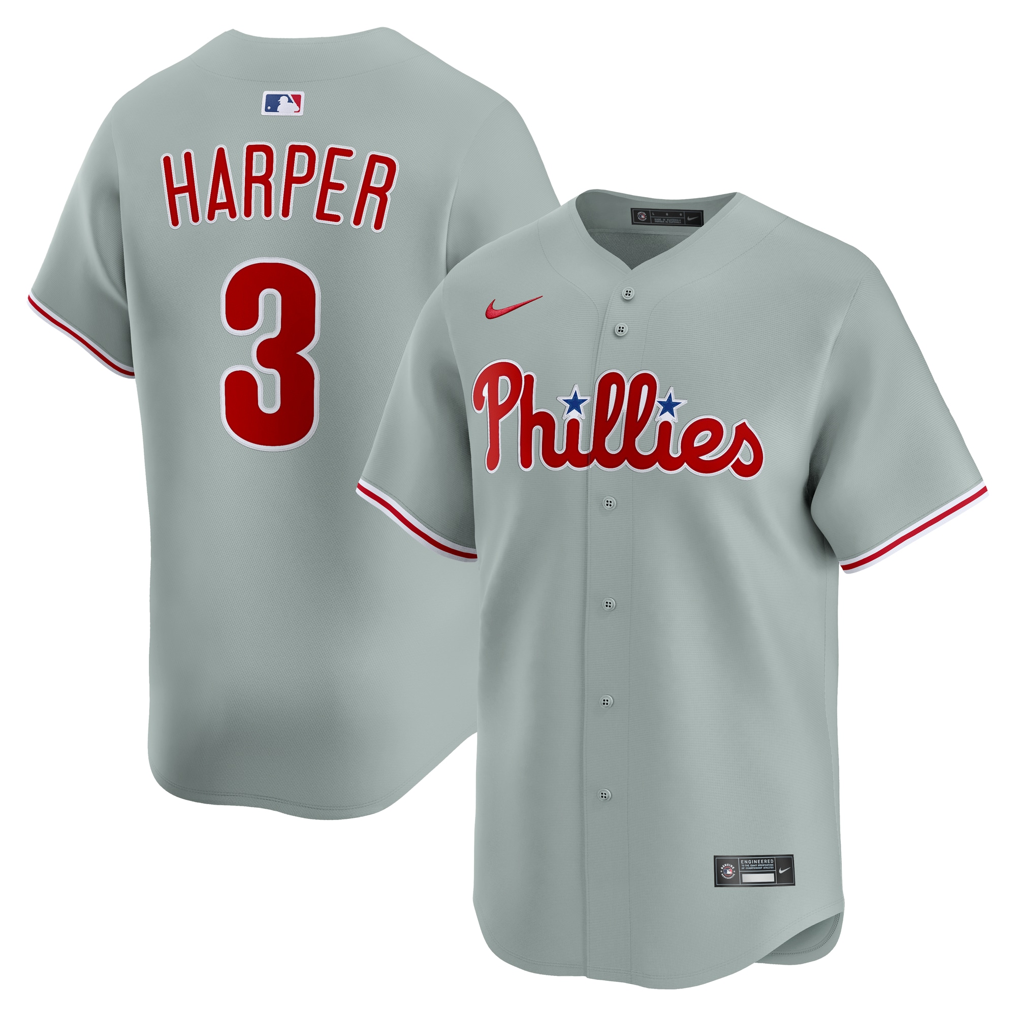 Men's Philadelphia Phillies Bryce Harper Gray Alternate Limited Player Jersey 