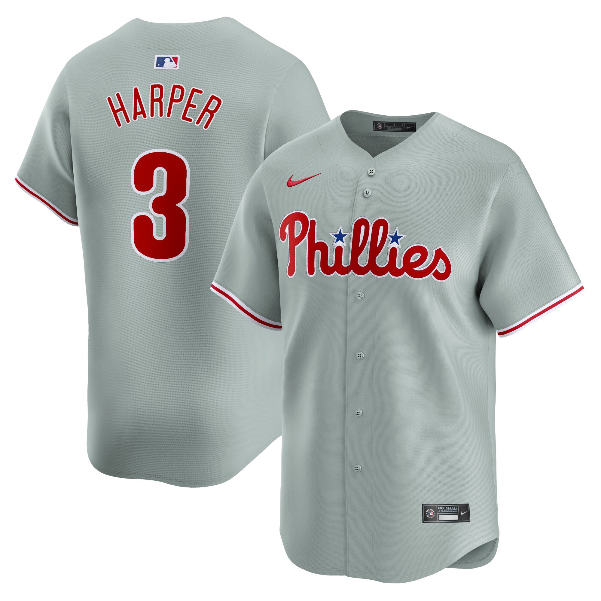 Men's Philadelphia Phillies Bryce Harper Gray Away Limited Player Jersey 