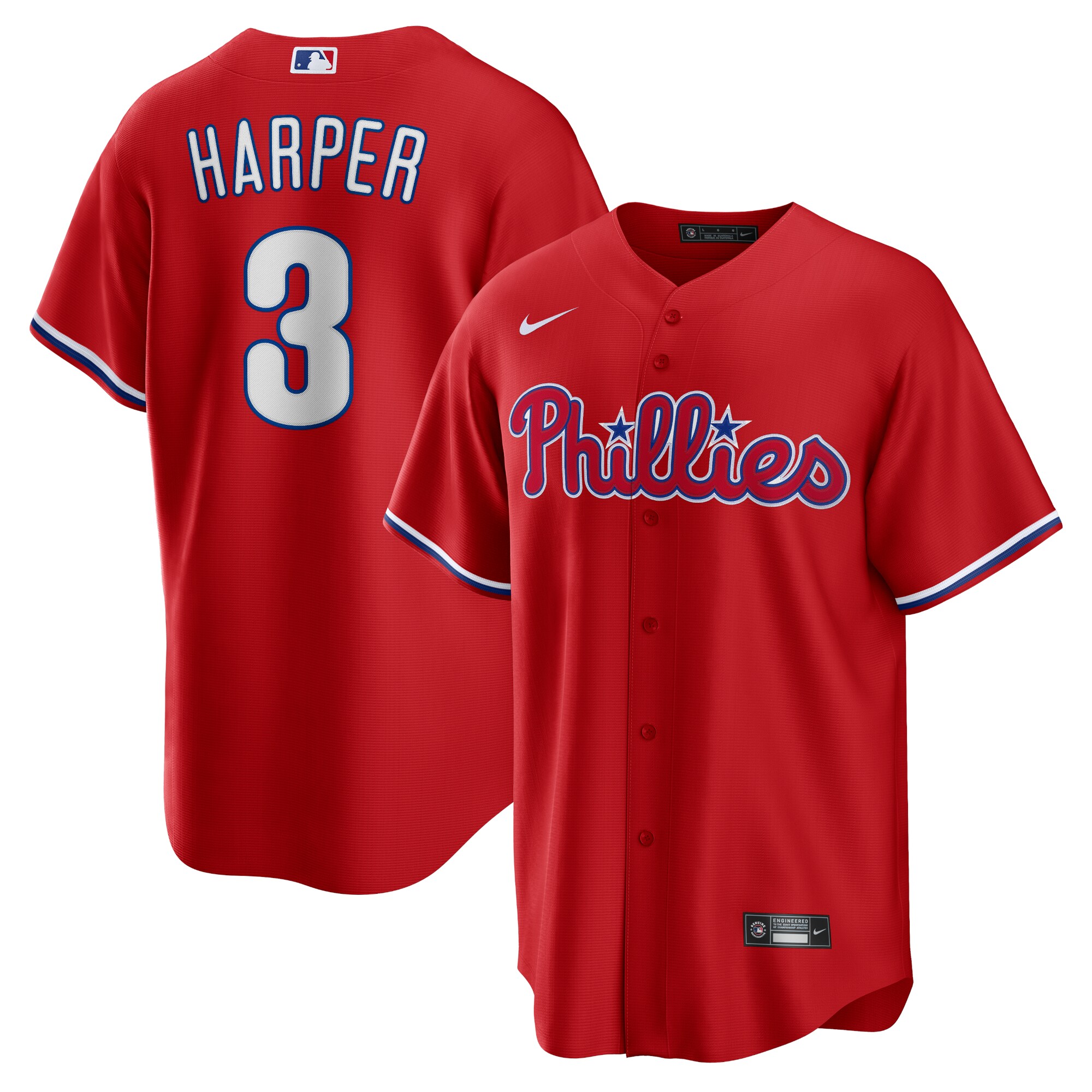 Men's Philadelphia Phillies Bryce Harper Red Alternate Player Name Jersey 