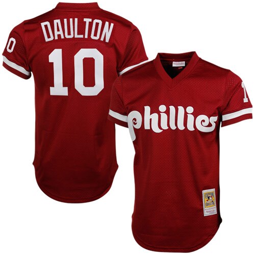 Men's Philadelphia Phillies Darren Daulton Mitchell & Ness Red Cooperstown Mesh Batting Practice Jersey 