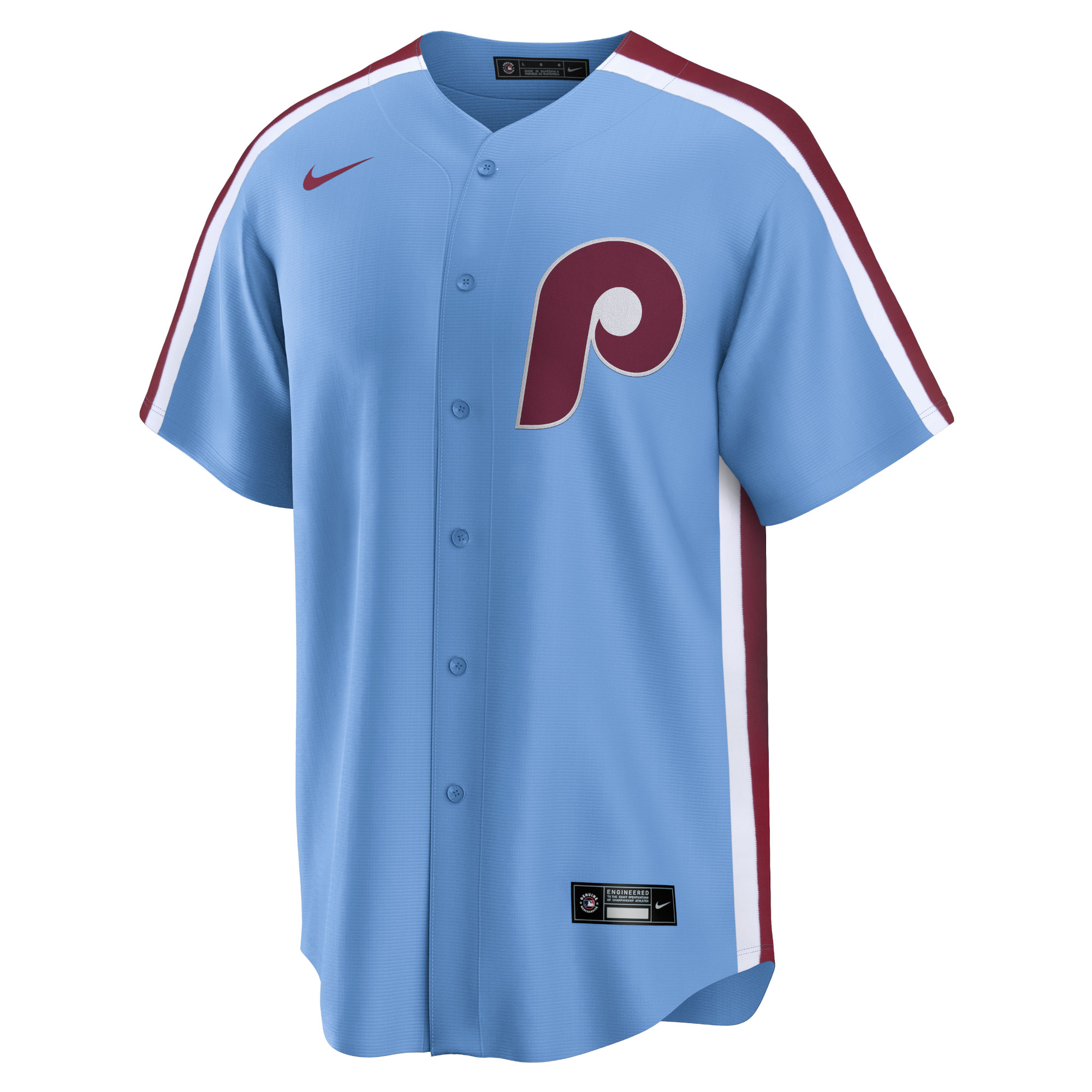 Alternative view of Men's Philadelphia Phillies Light Blue Alternate Team Jersey 