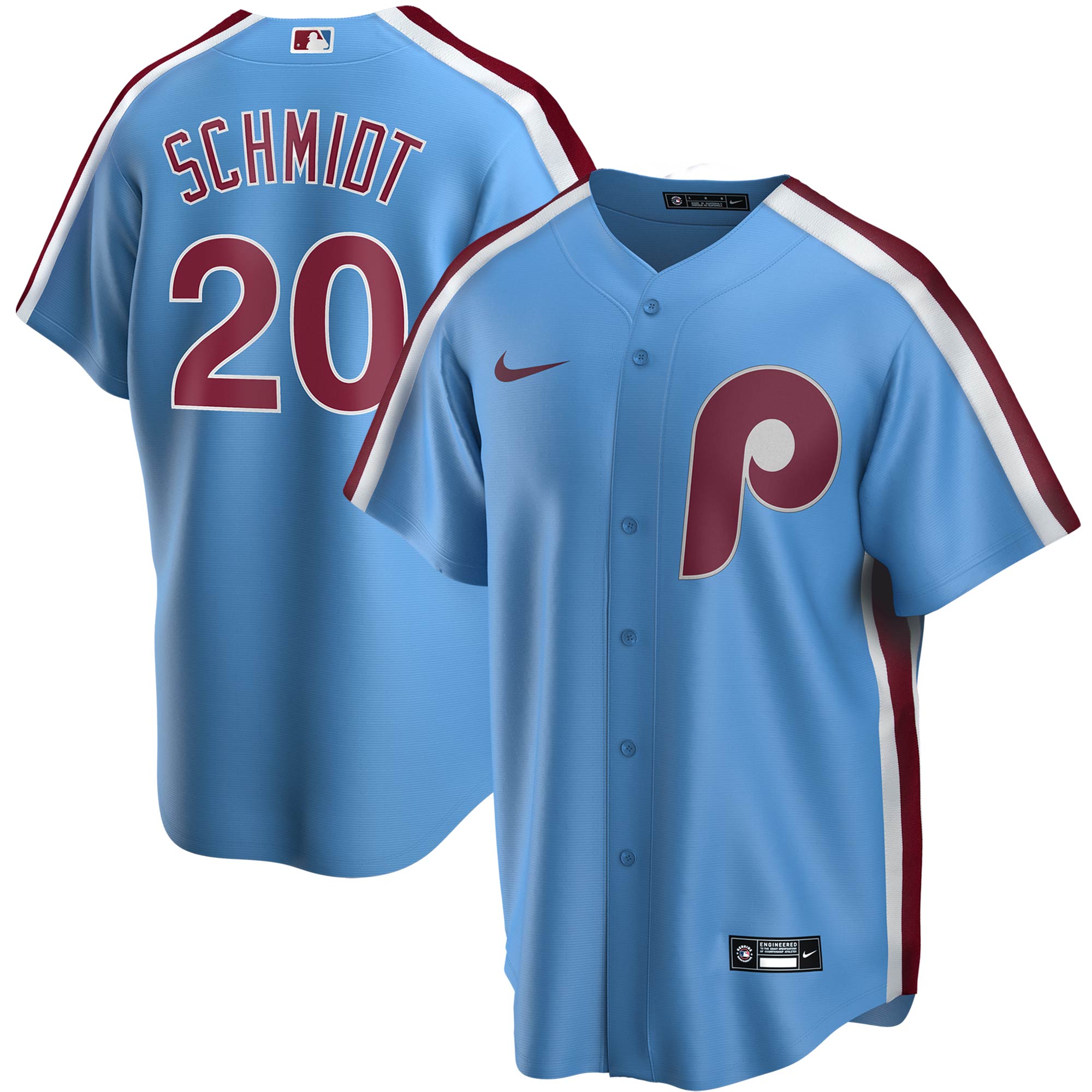Men's Philadelphia Phillies Mike Schmidt Light Blue Road Cooperstown Collection Player Jersey 