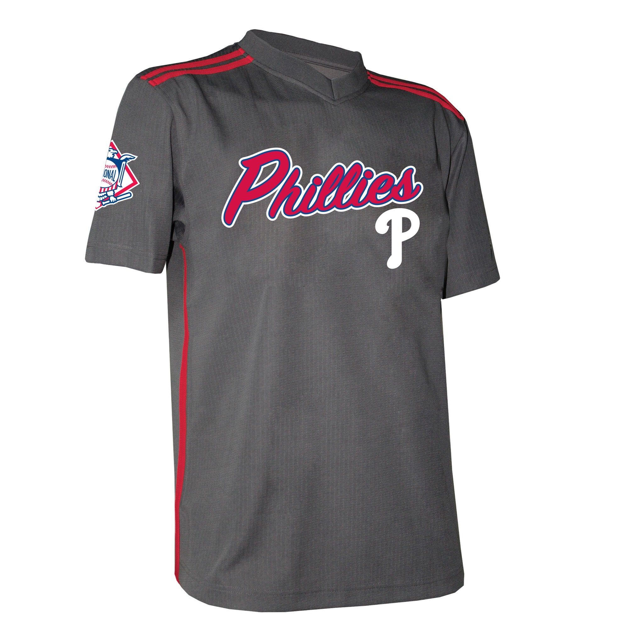 Alternative view of Men's Philadelphia Phillies Stitches Charcoal Team V-Neck Jersey 