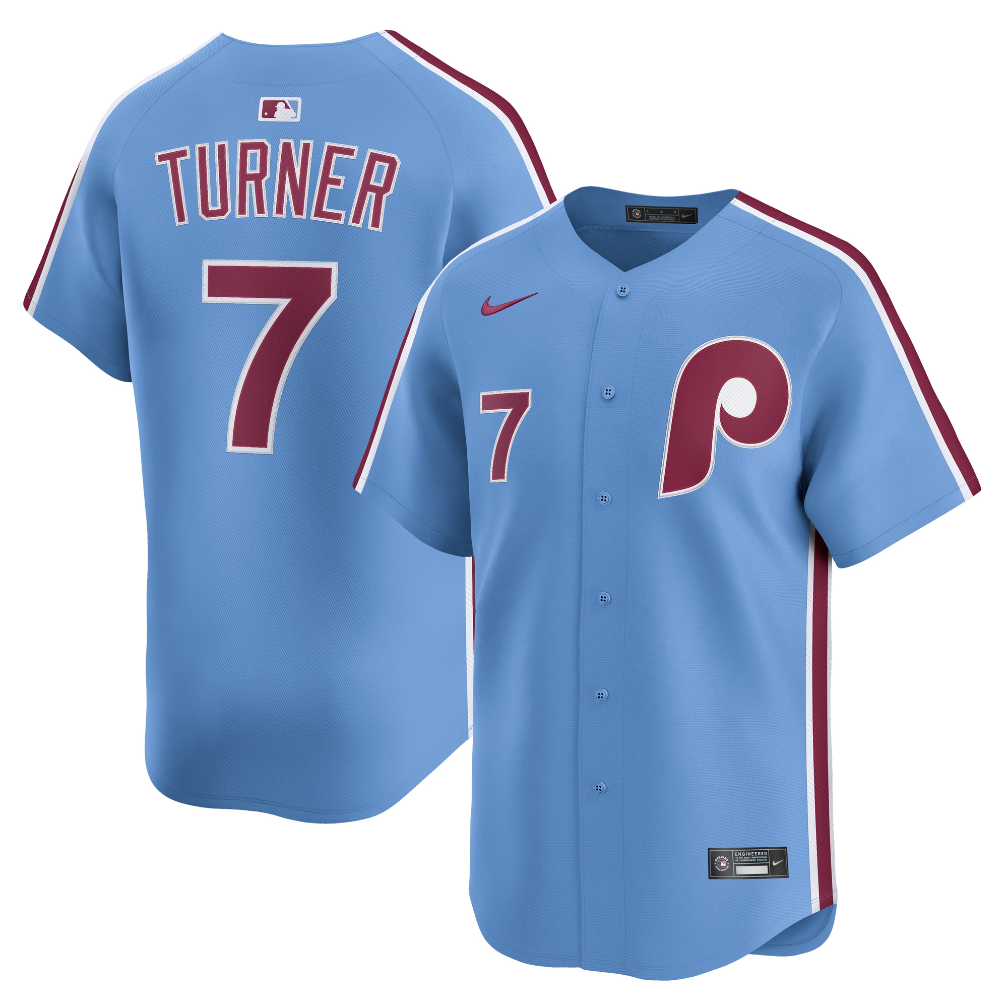 Men's Philadelphia Phillies Trea Turner Light Blue Alternate Limited Player Jersey 