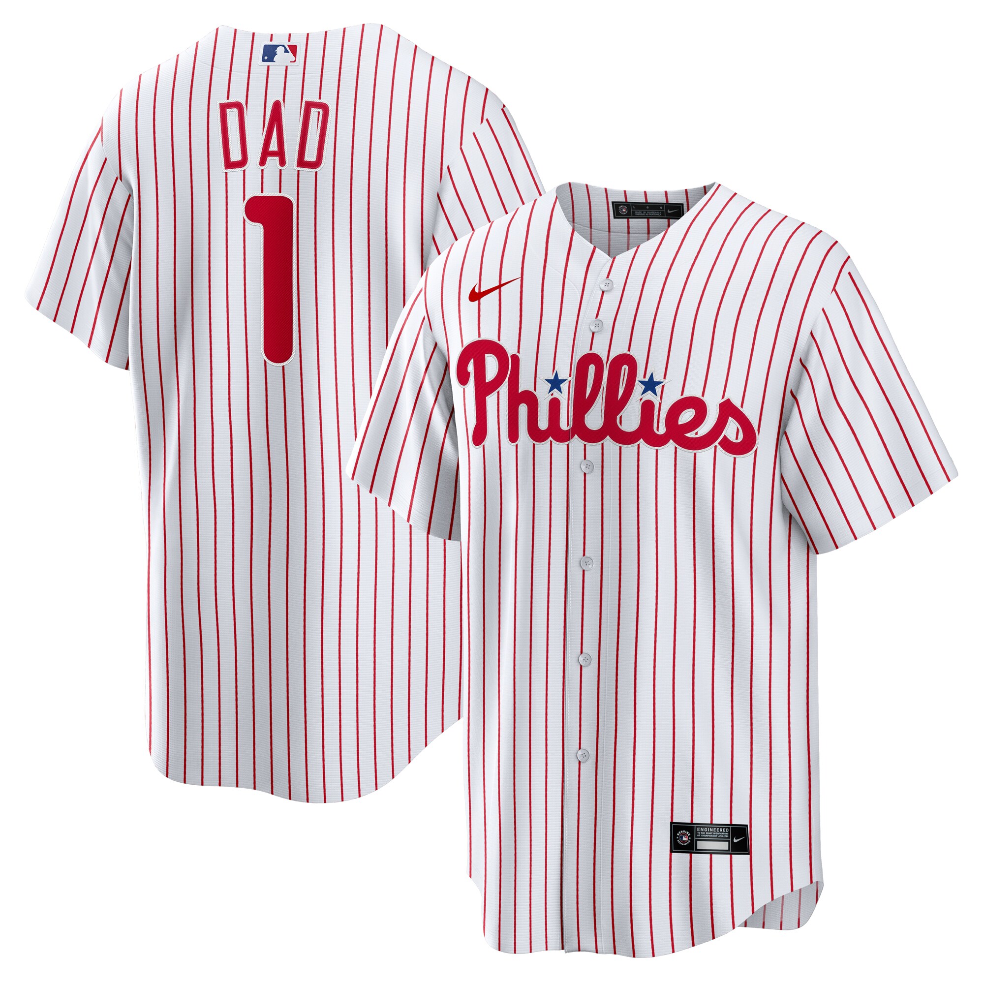 Men's Philadelphia Phillies White #1 Dad Home Jersey 