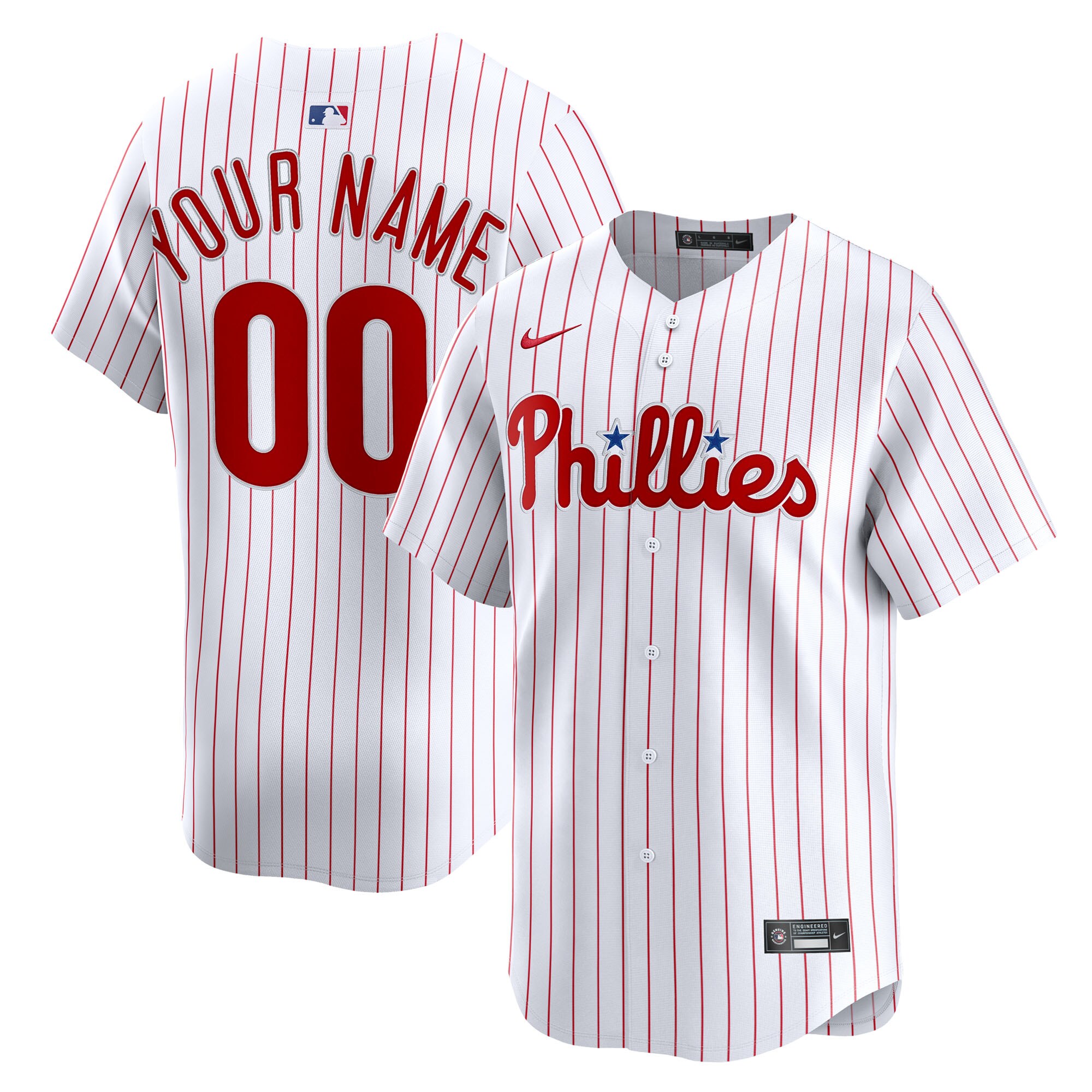 Men's Philadelphia Phillies White Home Limited Custom Jersey 
