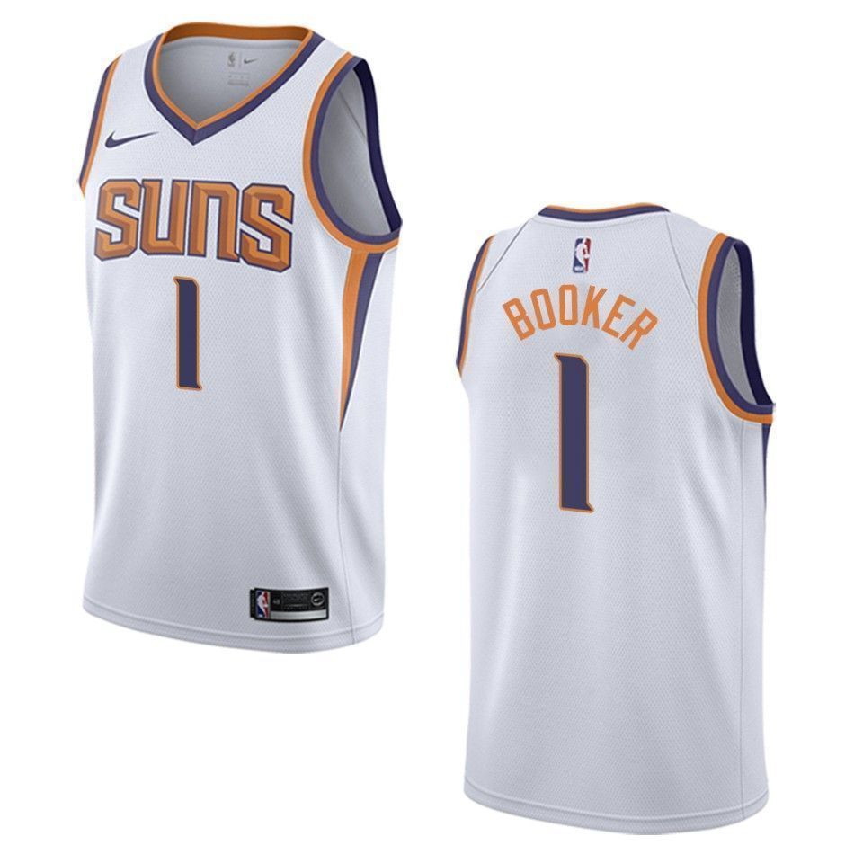 Men's Phoenix Suns 1 Devin Booker Association Swingman Jersey - White - JS258 
