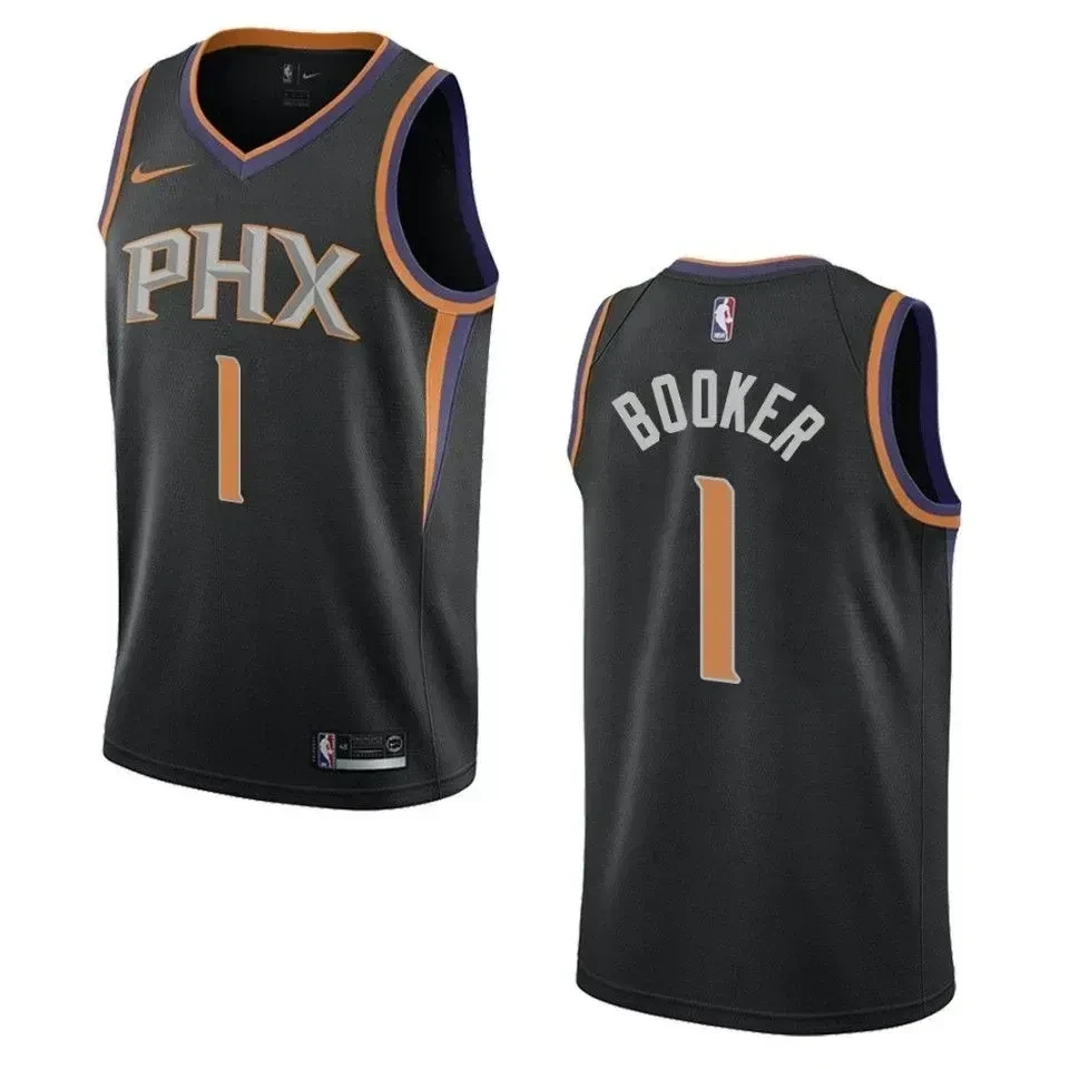 Men's Phoenix Suns 1 Devin Booker Statement Swingman Jersey - Black - JS384 