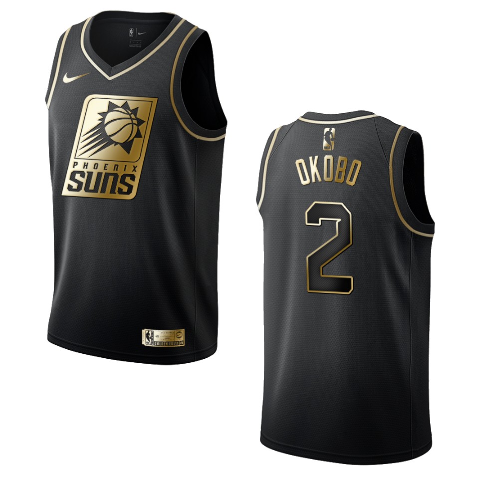 Men's Phoenix Suns #2 Elie Okobo Golden Edition Jersey - Black