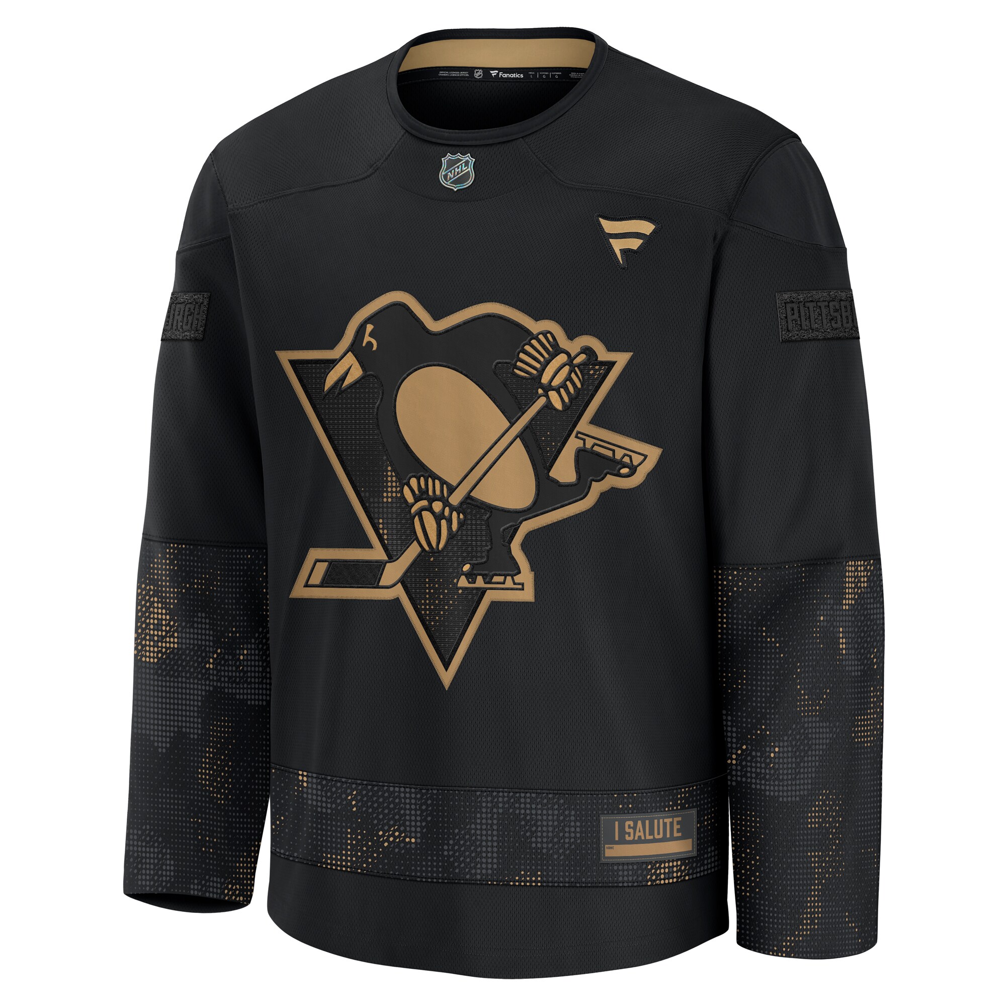 Alternative view of Men's Pittsburgh Penguins Black 2024 Military Appreciation Practice Jersey - JS190 