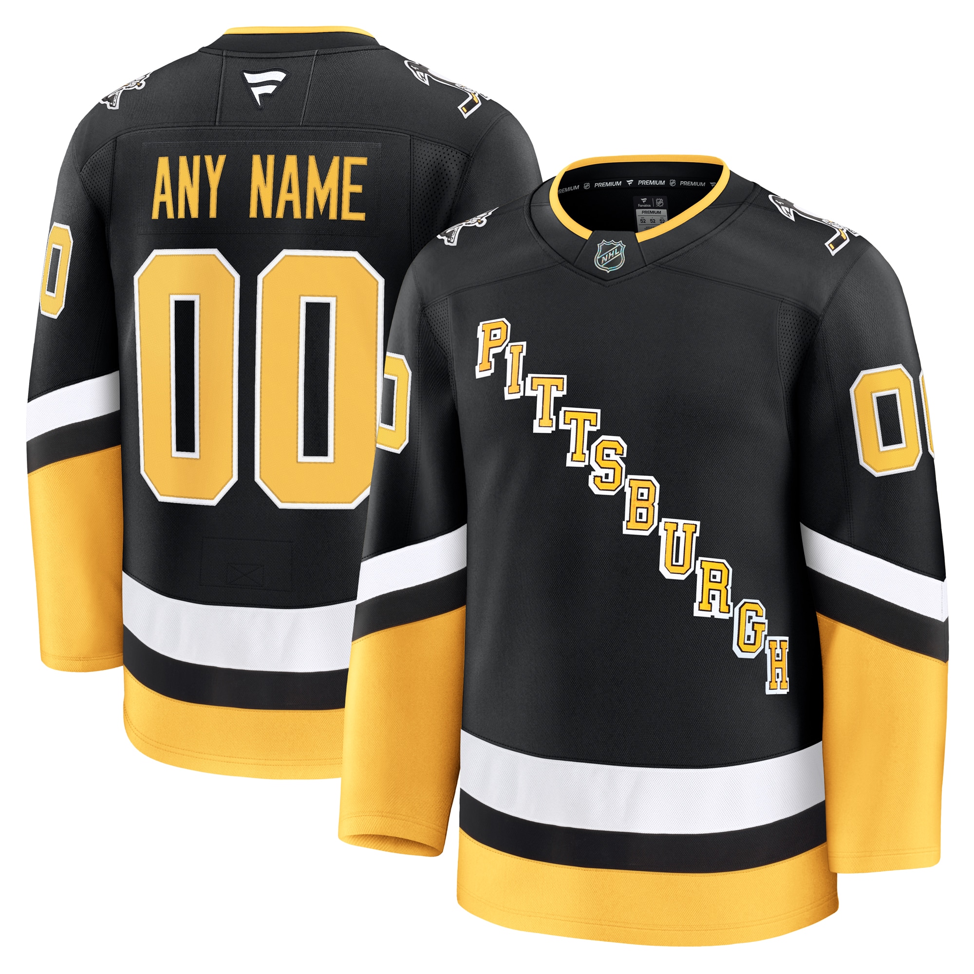 Men's Pittsburgh Penguins Black Alternate Premium Custom Jersey - JS499 