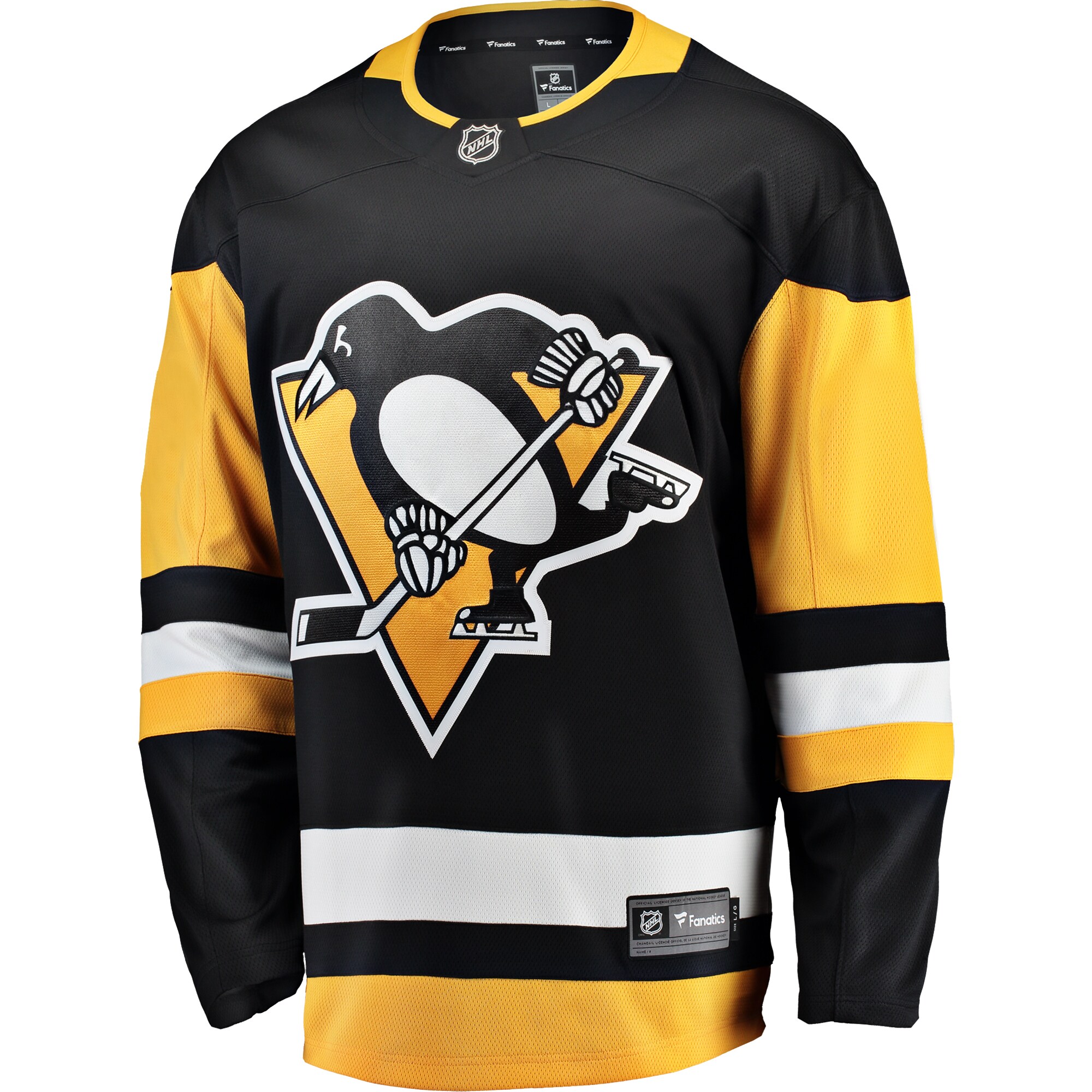 Alternative view of Men's Pittsburgh Penguins Black Breakaway Home Jersey - JS769 
