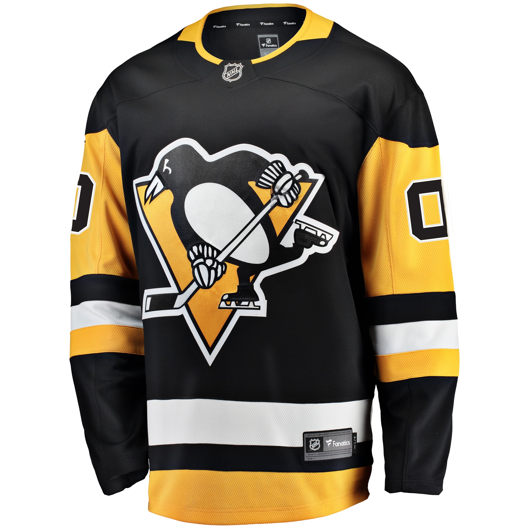 Alternative view of Men's Pittsburgh Penguins Black Home Breakaway Custom Jersey - JS229 