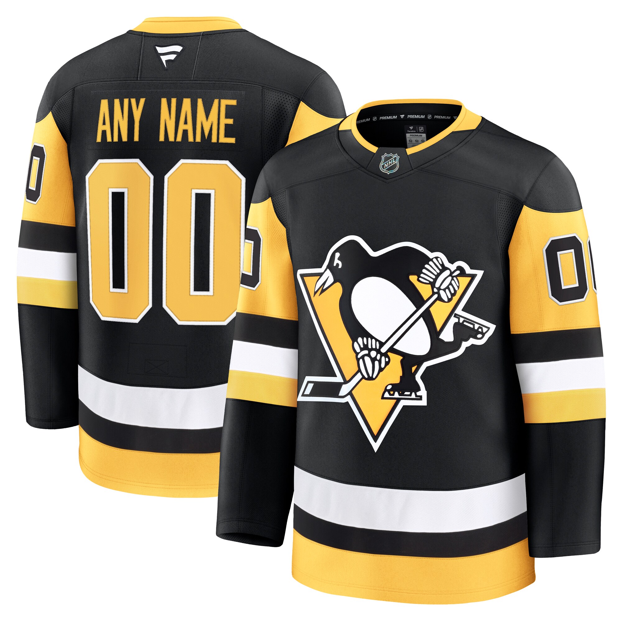 Men's Pittsburgh Penguins Black Home Premium Custom Jersey - JS224 