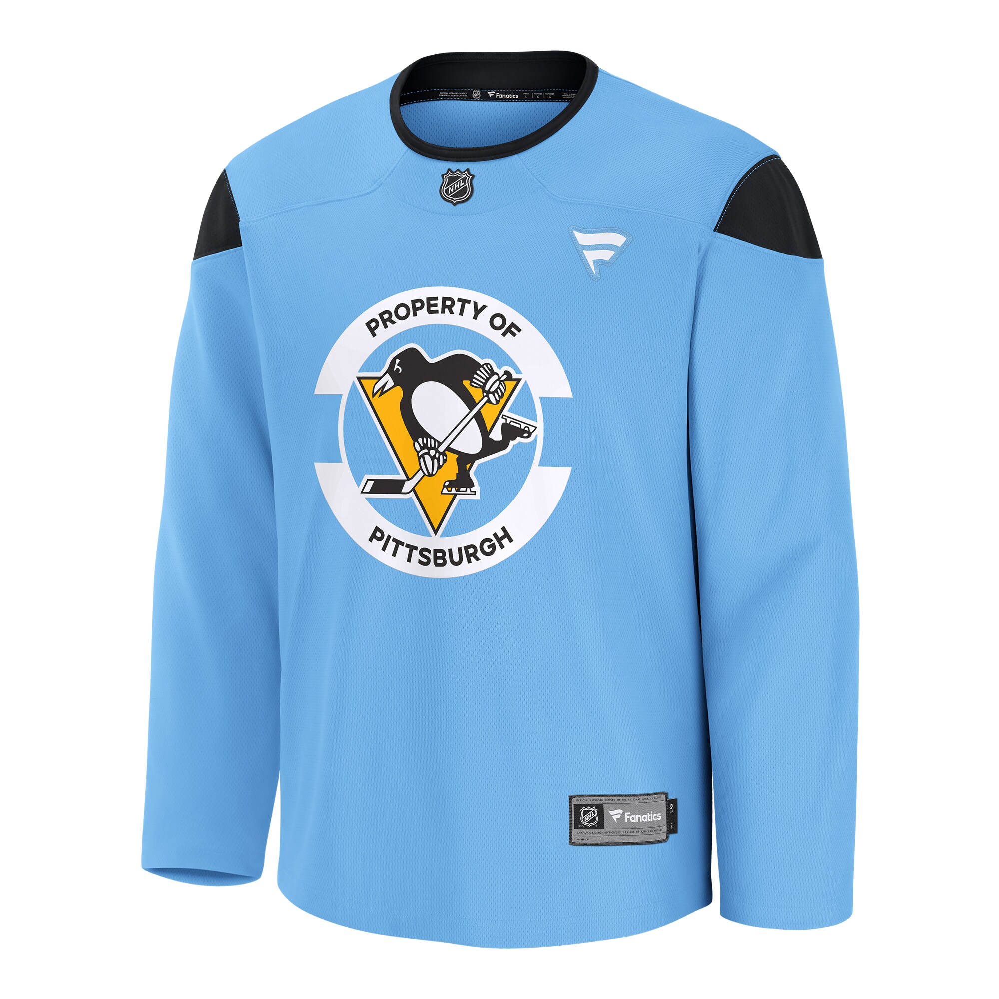 Alternative view of Men's Pittsburgh Penguins Blue Home Practice Jersey - JS441 