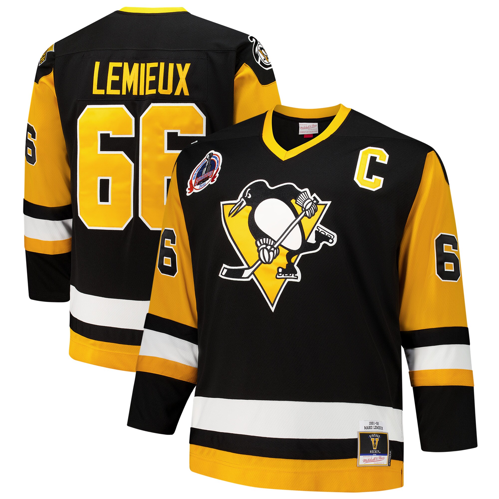 Men's Pittsburgh Penguins Mario Lemieux Mitchell & Ness Black Big & Tall 1991/92 Blue Line 2.0 Jersey - JS602 