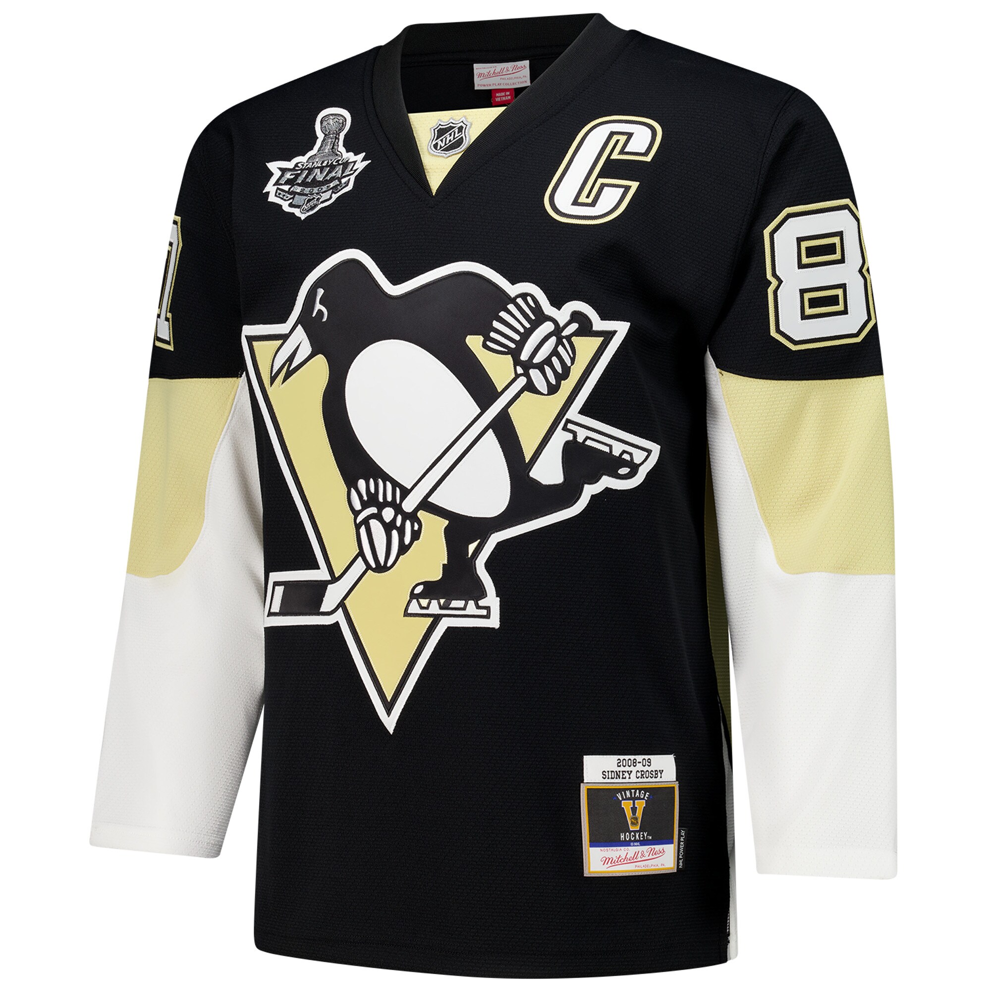 Alternative view of Men's Pittsburgh Penguins Sidney Crosby Black 2008-09 Power Play Jersey - JS923 