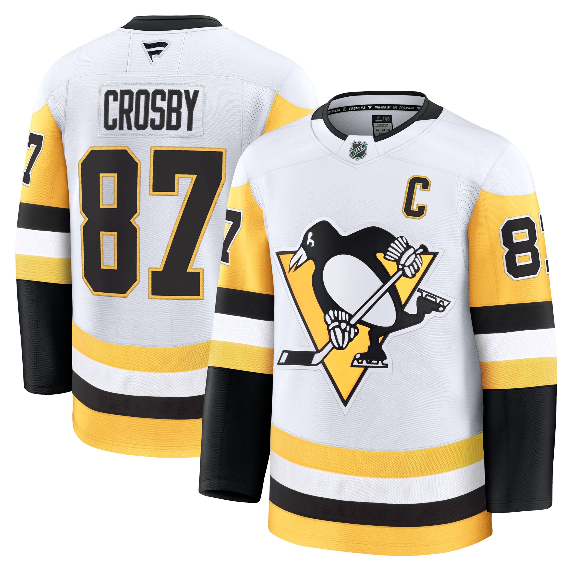 Men's Pittsburgh Penguins Sidney Crosby White Away Premium Jersey - JS568 