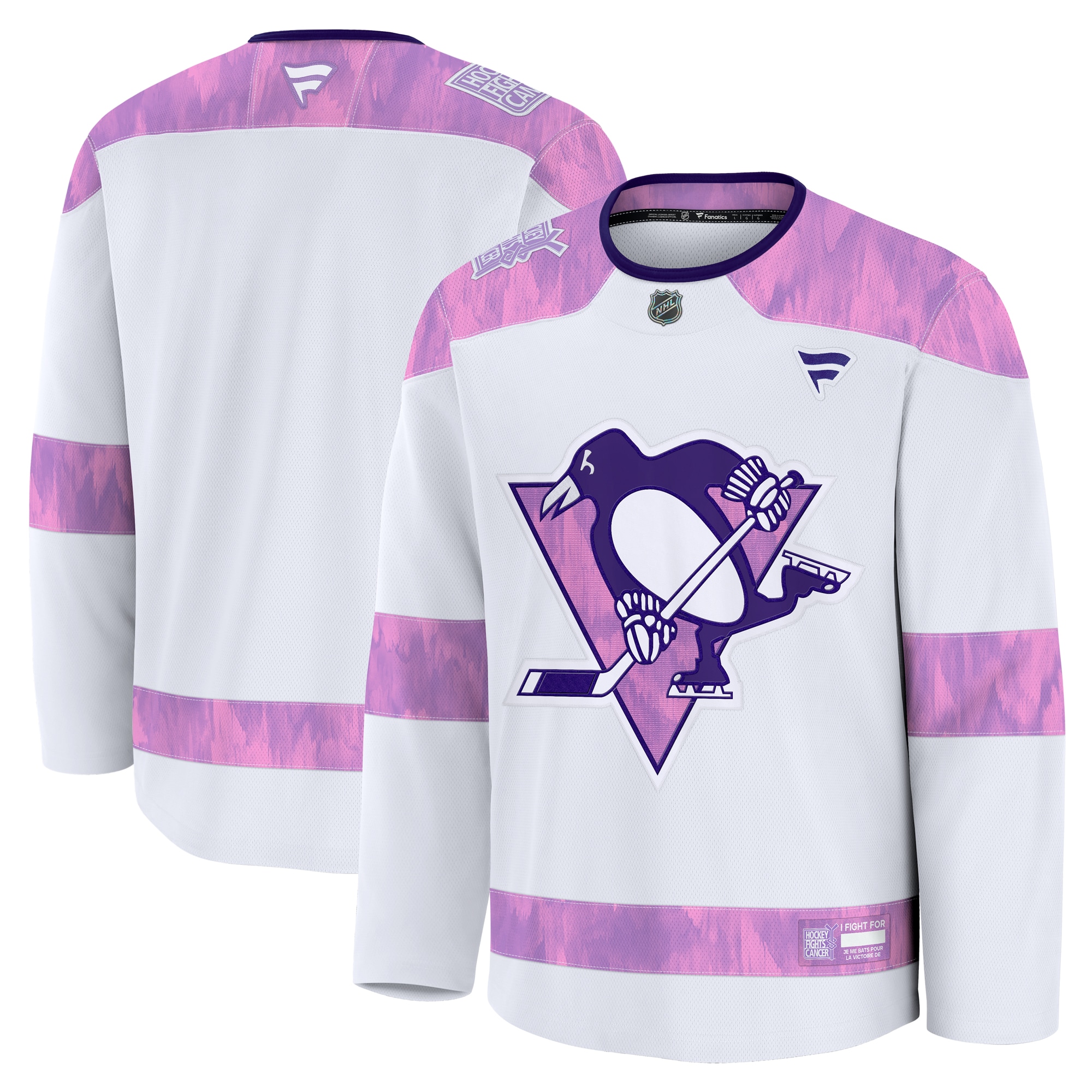 Men's Pittsburgh Penguins White 2024 Hockey Fights Cancer Practice Jersey - JS500 