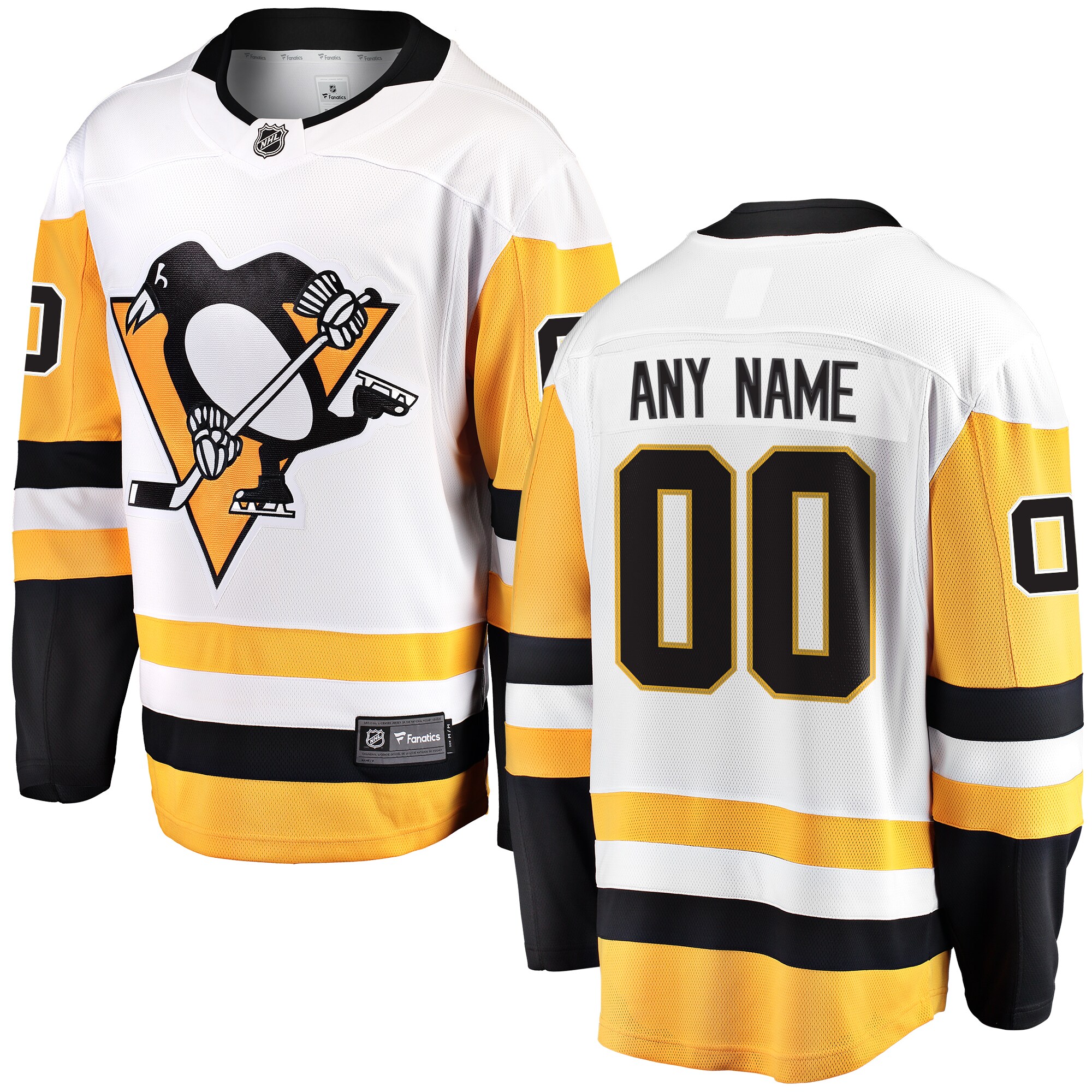 Men's Pittsburgh Penguins White Away Breakaway Custom Jersey - JS431 