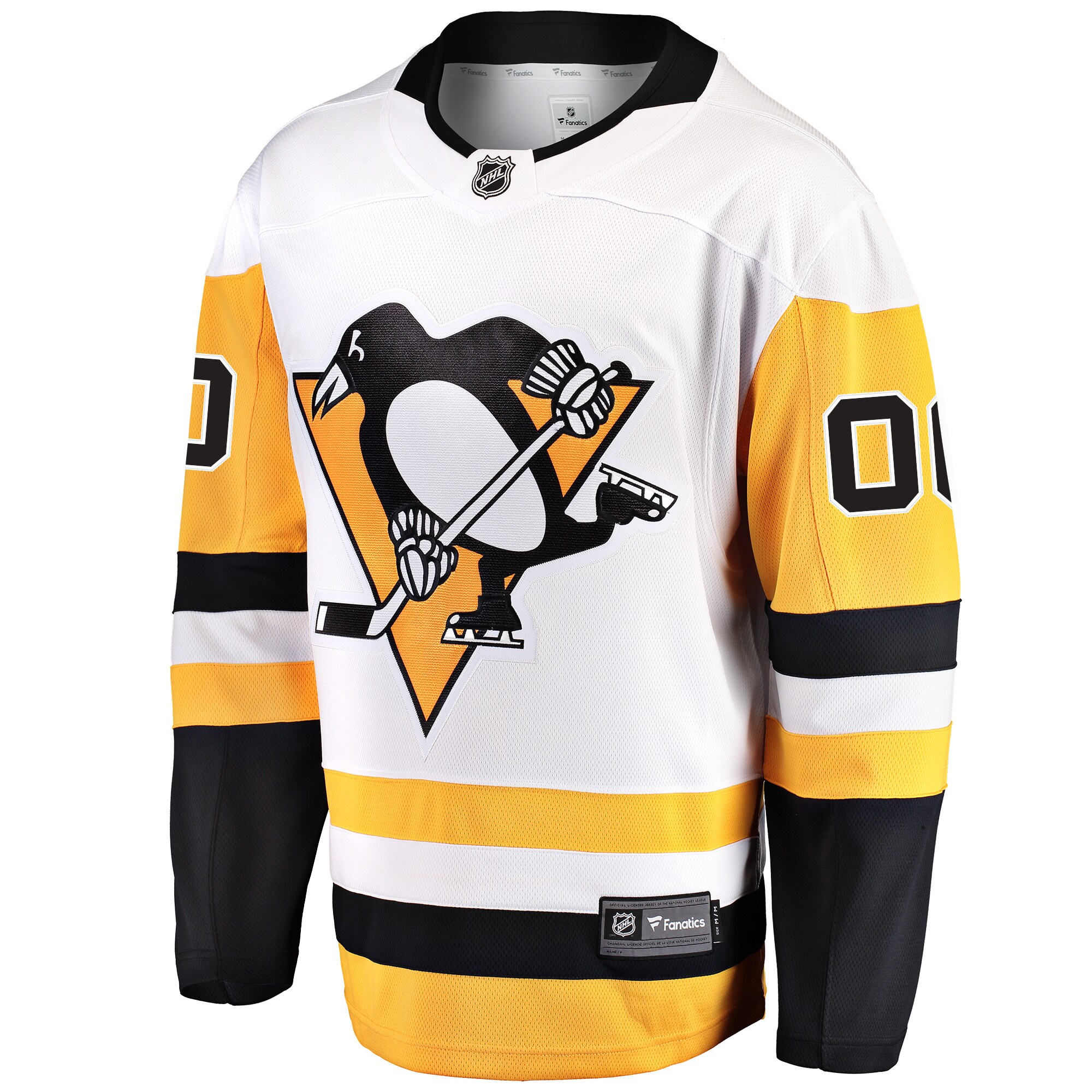 Alternative view of Men's Pittsburgh Penguins White Away Breakaway Custom Jersey - JS431 