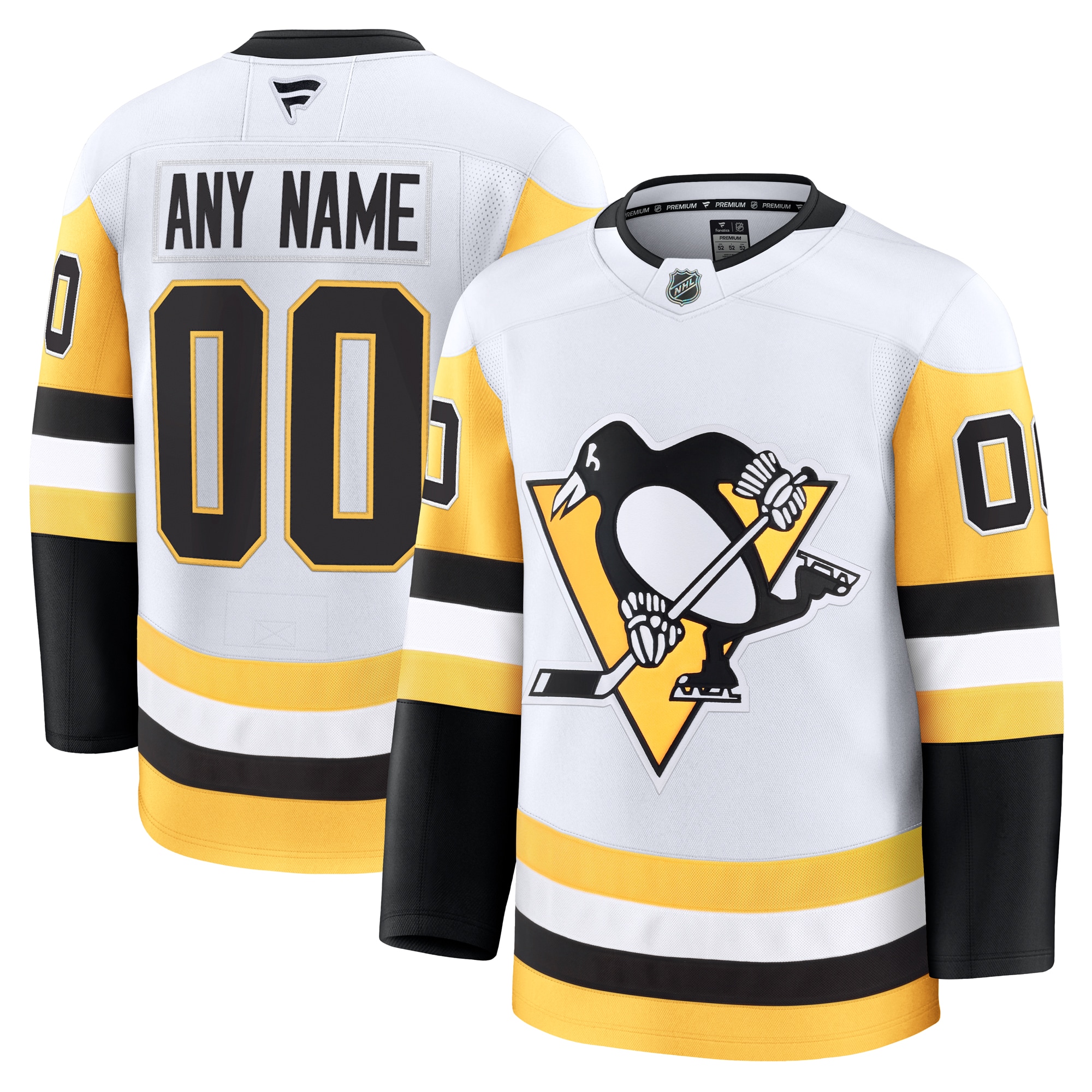 Men's Pittsburgh Penguins White Away Premium Custom Jersey - JS575 