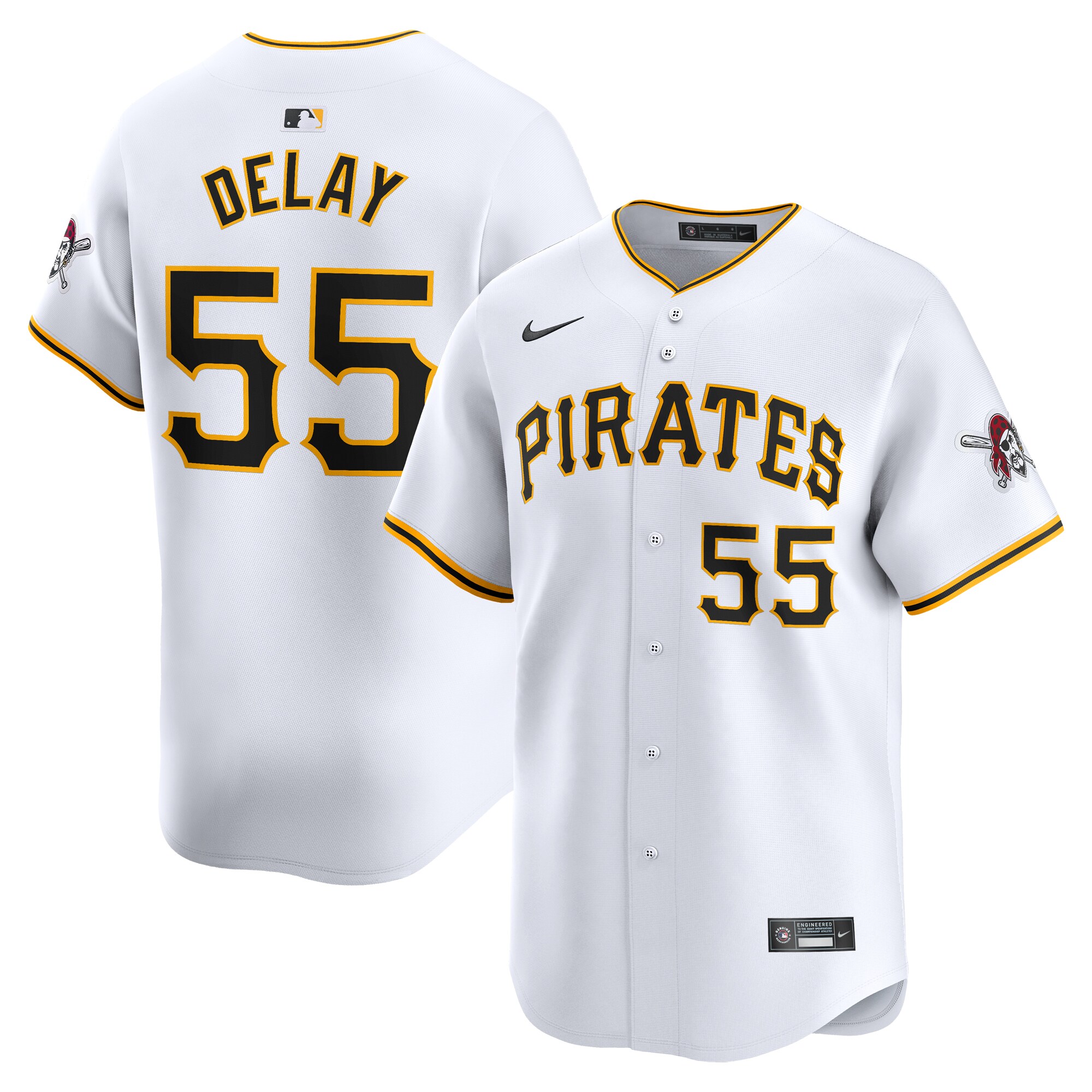 Men's Pittsburgh Pirates Jason Delay White Home Limited Player Jersey 