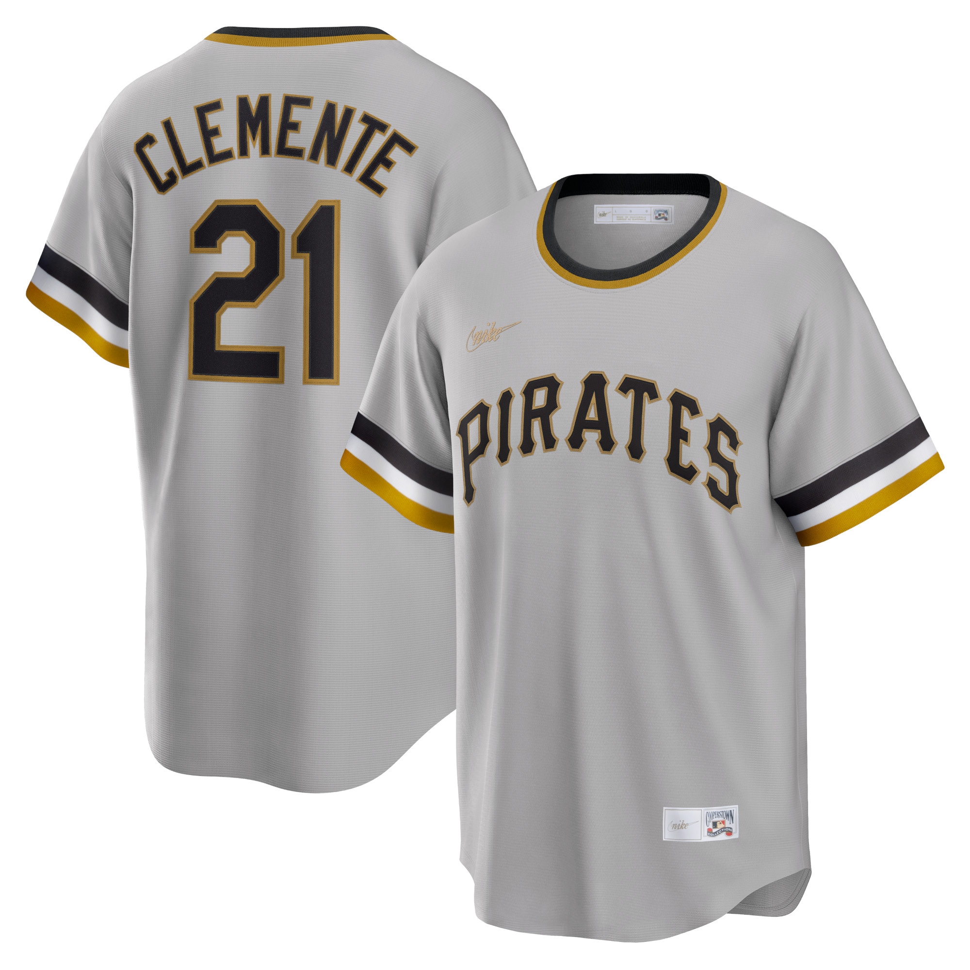 Men's Pittsburgh Pirates Roberto Clemente Gray Road Cooperstown Collection Player Jersey 