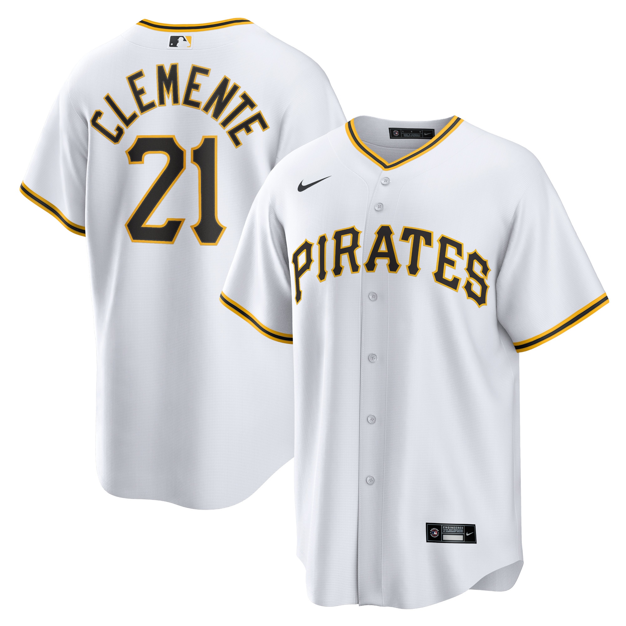 Men's Pittsburgh Pirates Roberto Clemente White Home Player Name Jersey 