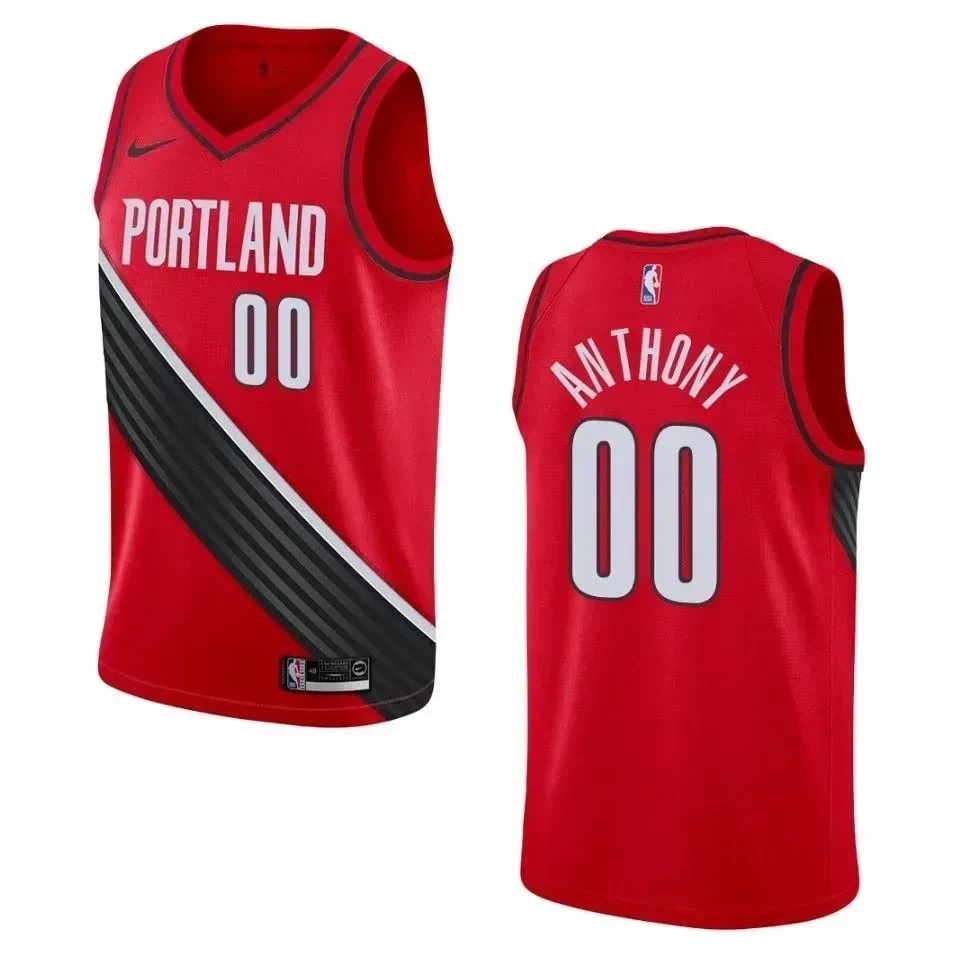 Men's Portland Trail Blazers 00 Carmelo Anthony Statement Swingman Jersey - Red - JS208 