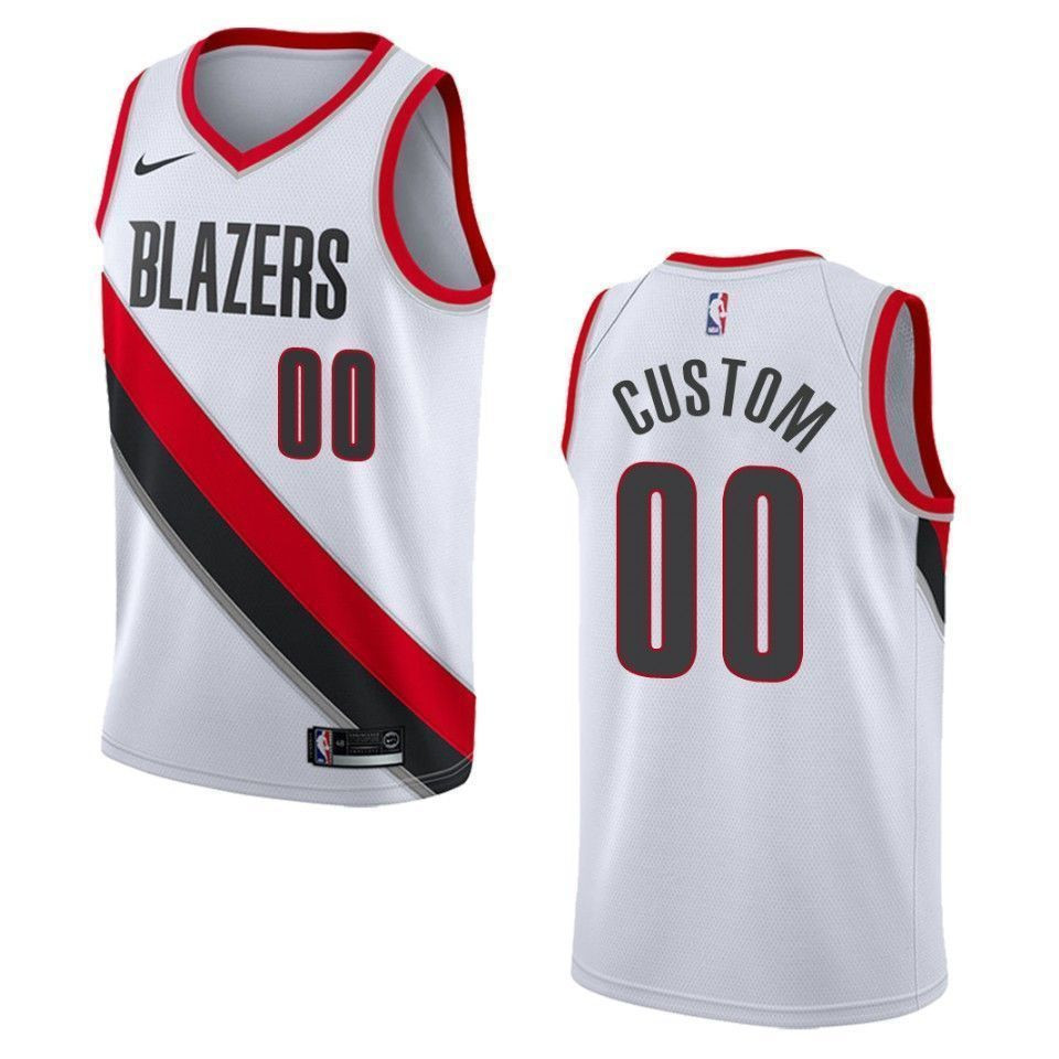 Men's Portland Trail Blazers 00 Custom Association Swingman Jersey - White - JS855 