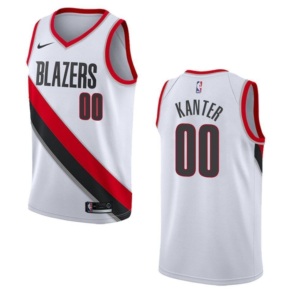 Men's Portland Trail Blazers 00 Enes Kanter Association Swingman Jersey - White - JS821 