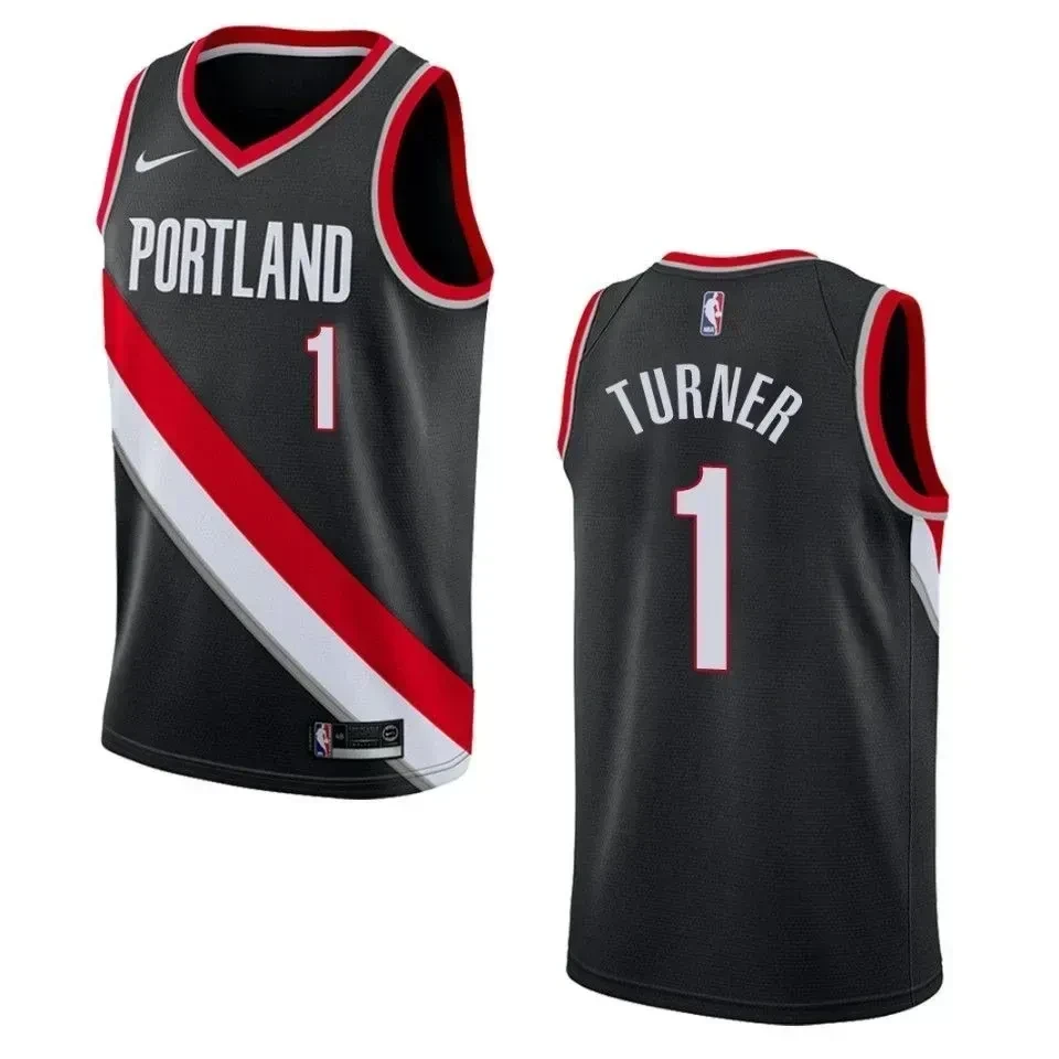 Men's Portland Trail Blazers 1 Evan Turner Icon Swingman Jersey - Black - JS522 