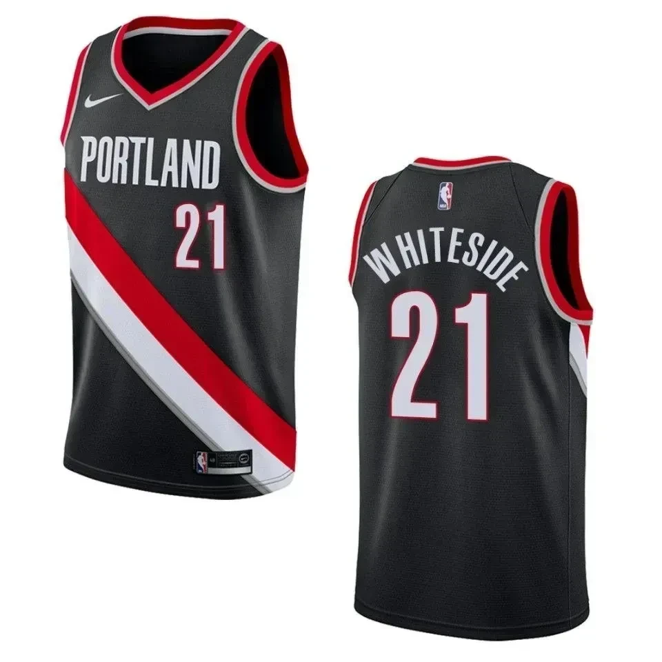 Men's Portland Trail Blazers 21 Hassan Whiteside Icon Swingman Jersey - Black - JS245 