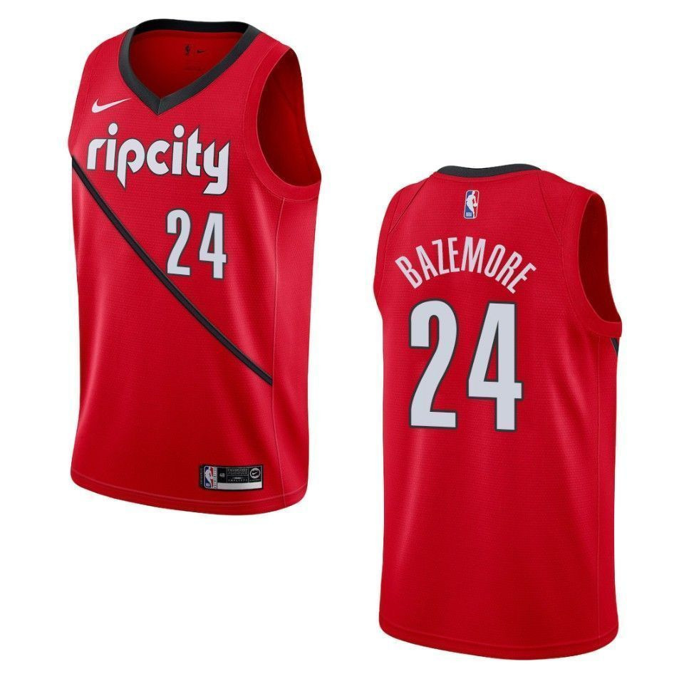 Men's Portland Trail Blazers 24 Kent Bazemore Earned Swingman Jersey - Red - JS281 