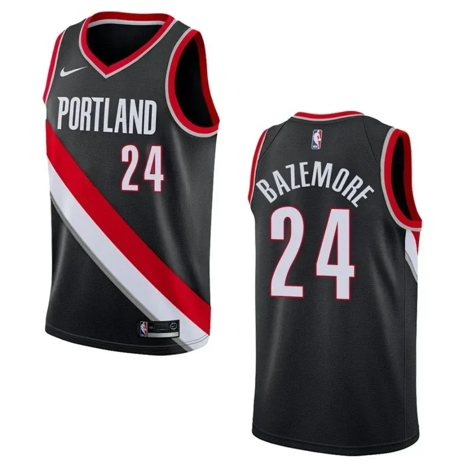 Men's Portland Trail Blazers 24 Kent Bazemore Icon Swingman Jersey - Black - JS990 